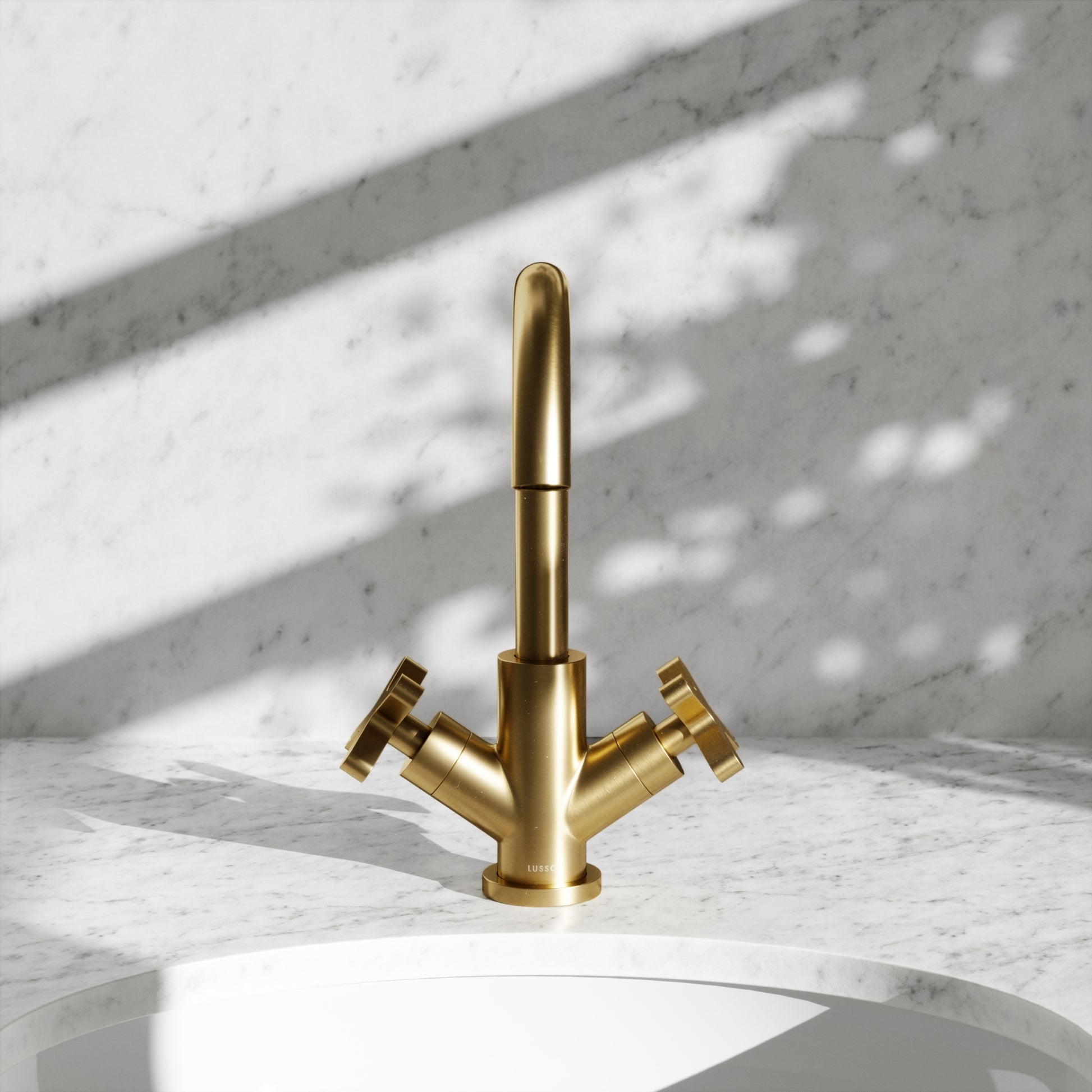 Regal Brushed Gold Crosshead Basin Mixer Tap
