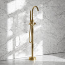 Regal Brushed Gold Crosshead Floor Standing Bath Shower Filler Tap