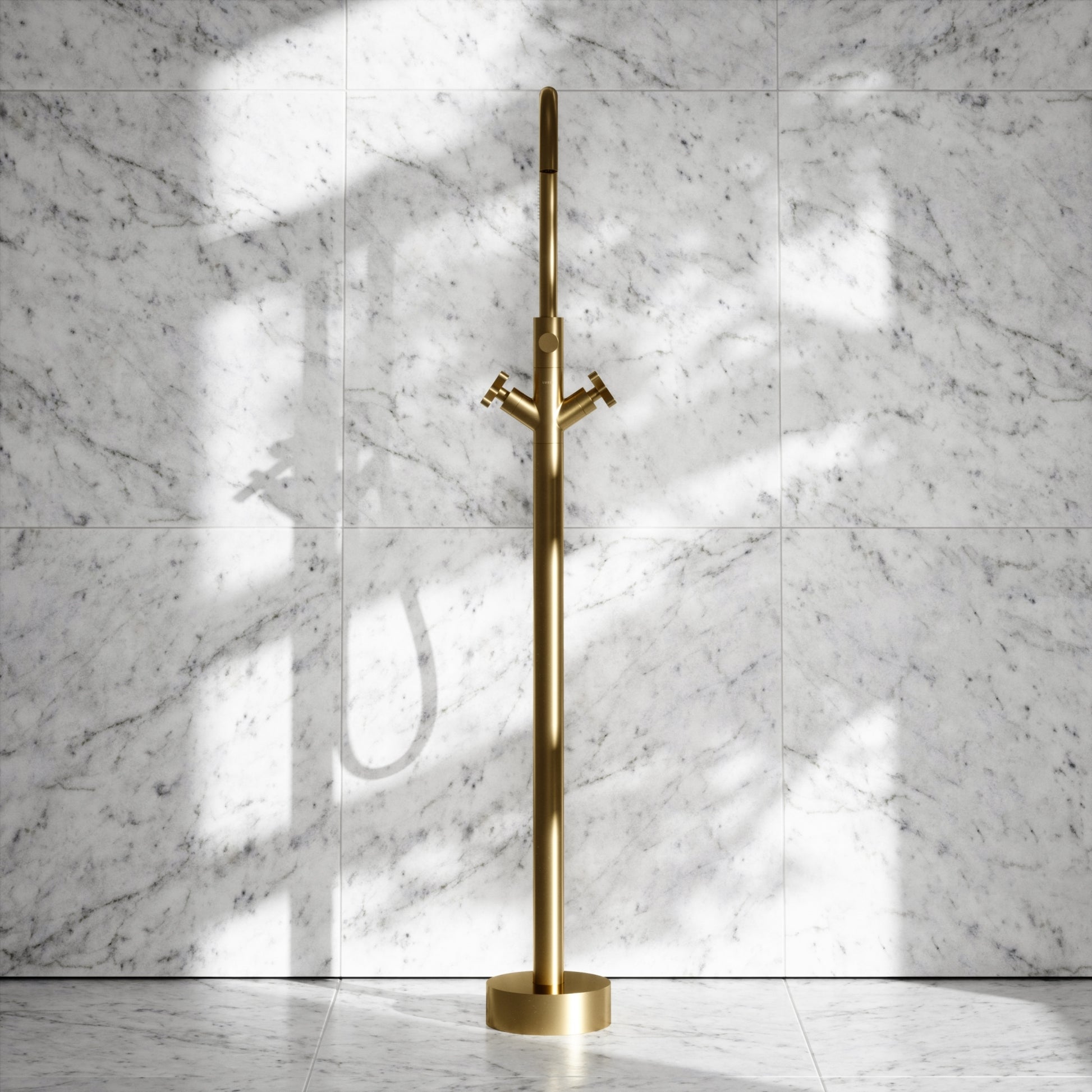 Regal Brushed Gold Crosshead Floor Standing Bath Shower Filler Tap