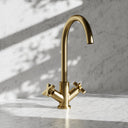 Regal Brushed Gold Crosshead Kitchen Mixer Tap