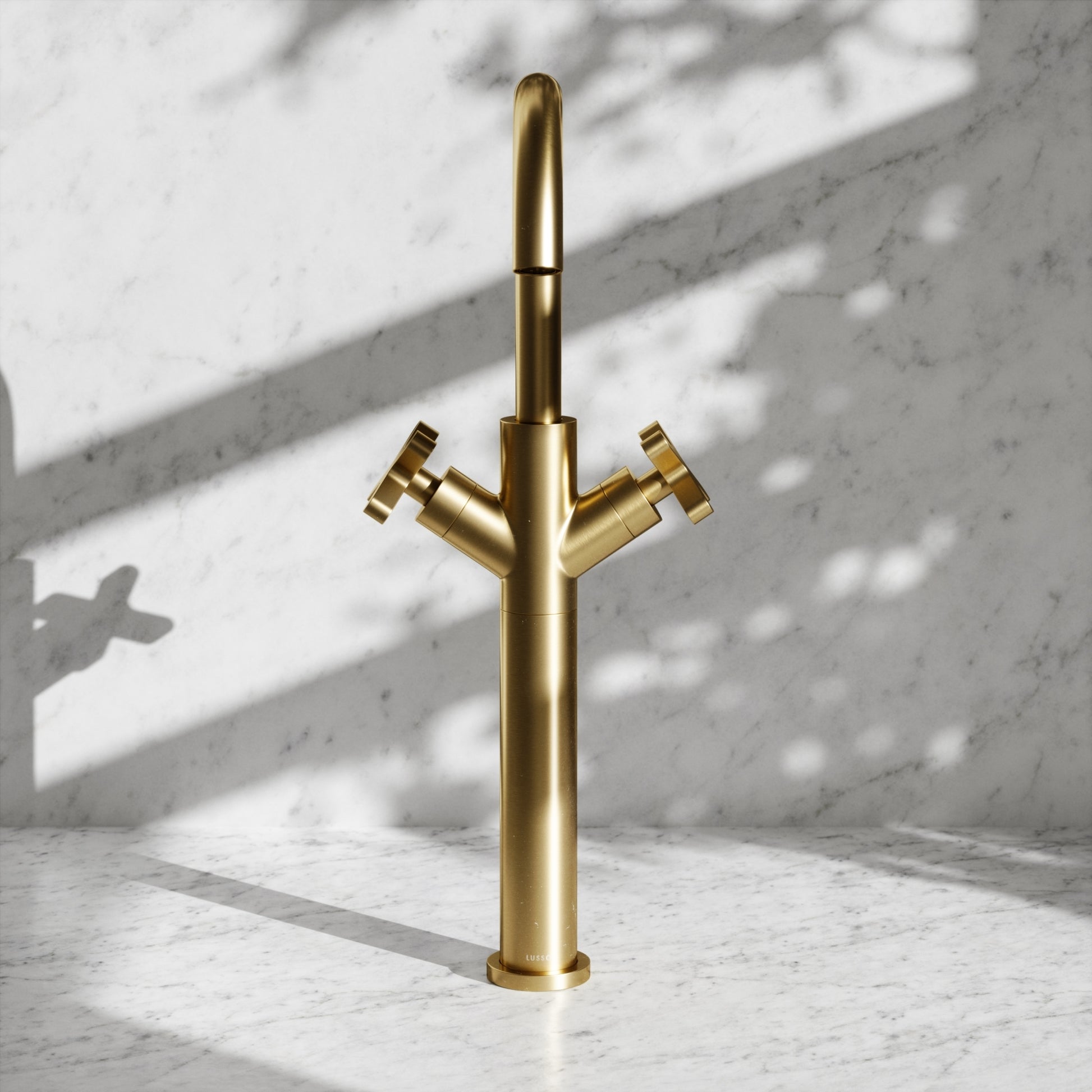 Regal Brushed Gold Crosshead Tall Basin Mixer Tap