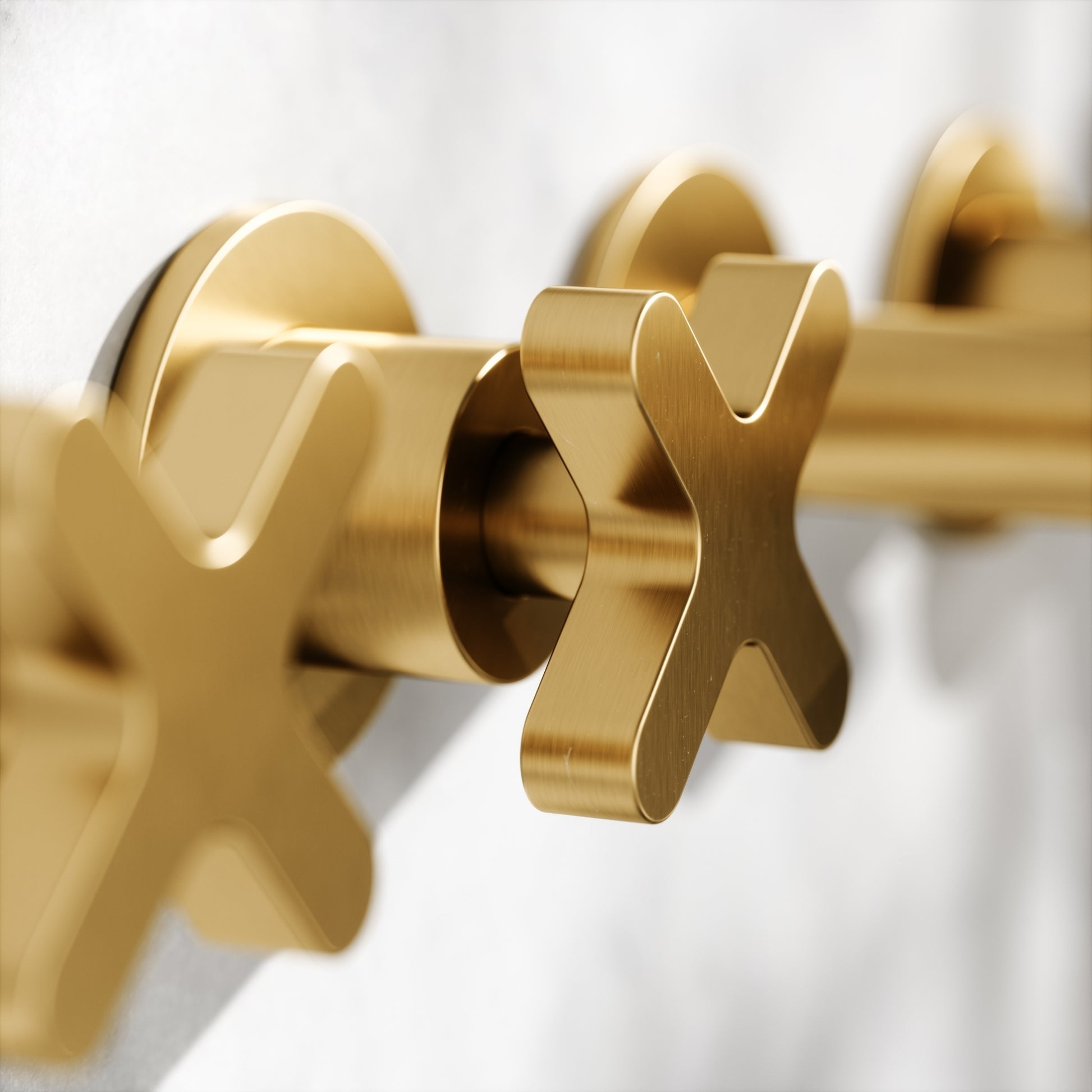 Regal Brushed Gold Crosshead Wall Mounted Bath Shower Filler Tap