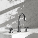 Regal Brushed Stainless Crosshead Deck Mounted 3-Hole Basin Mixer Tap
