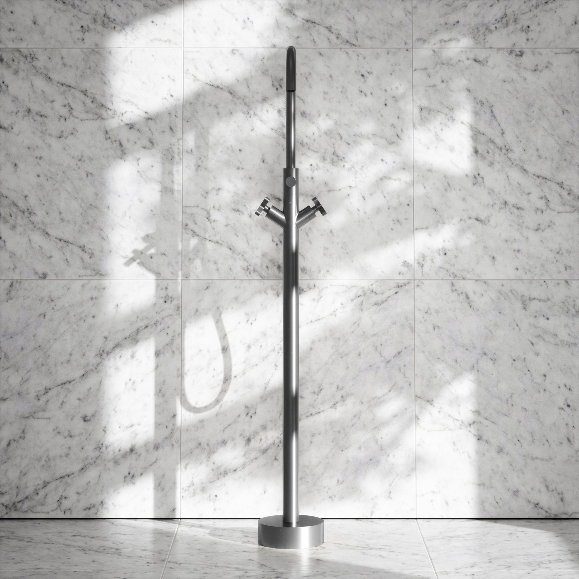 Regal Brushed Stainless Crosshead Floor Standing Bath Shower Filler Tap
