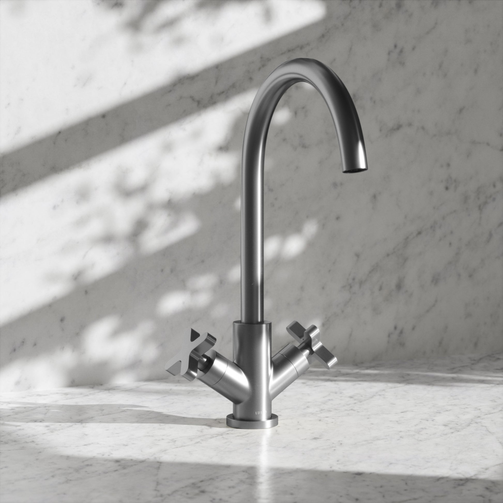 Regal Brushed Stainless Crosshead Kitchen Mixer Tap