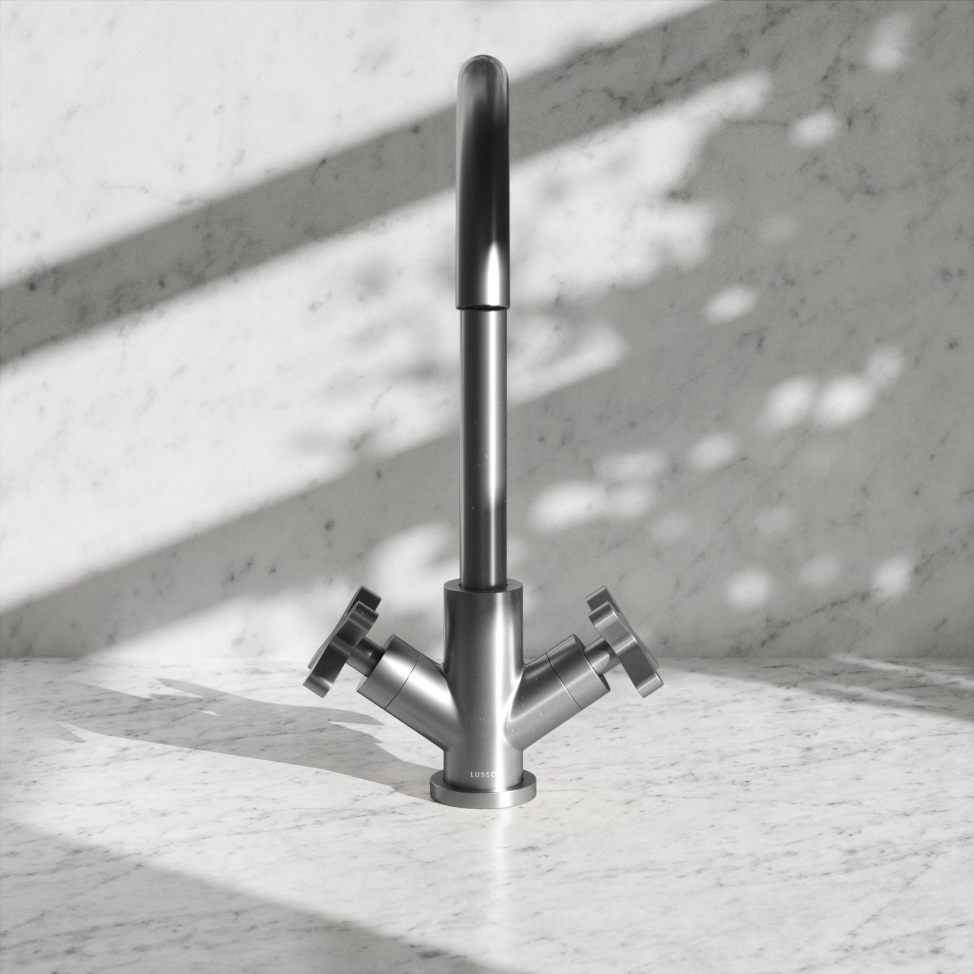 Regal Brushed Stainless Crosshead Kitchen Mixer Tap