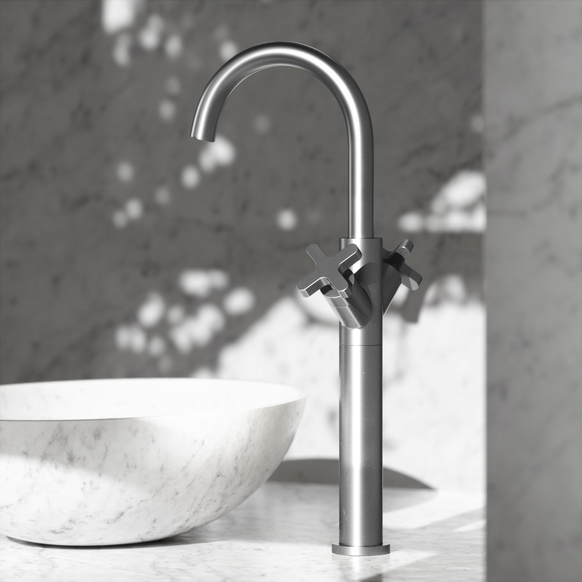 Regal Brushed Stainless Crosshead Tall Basin Mixer Tap