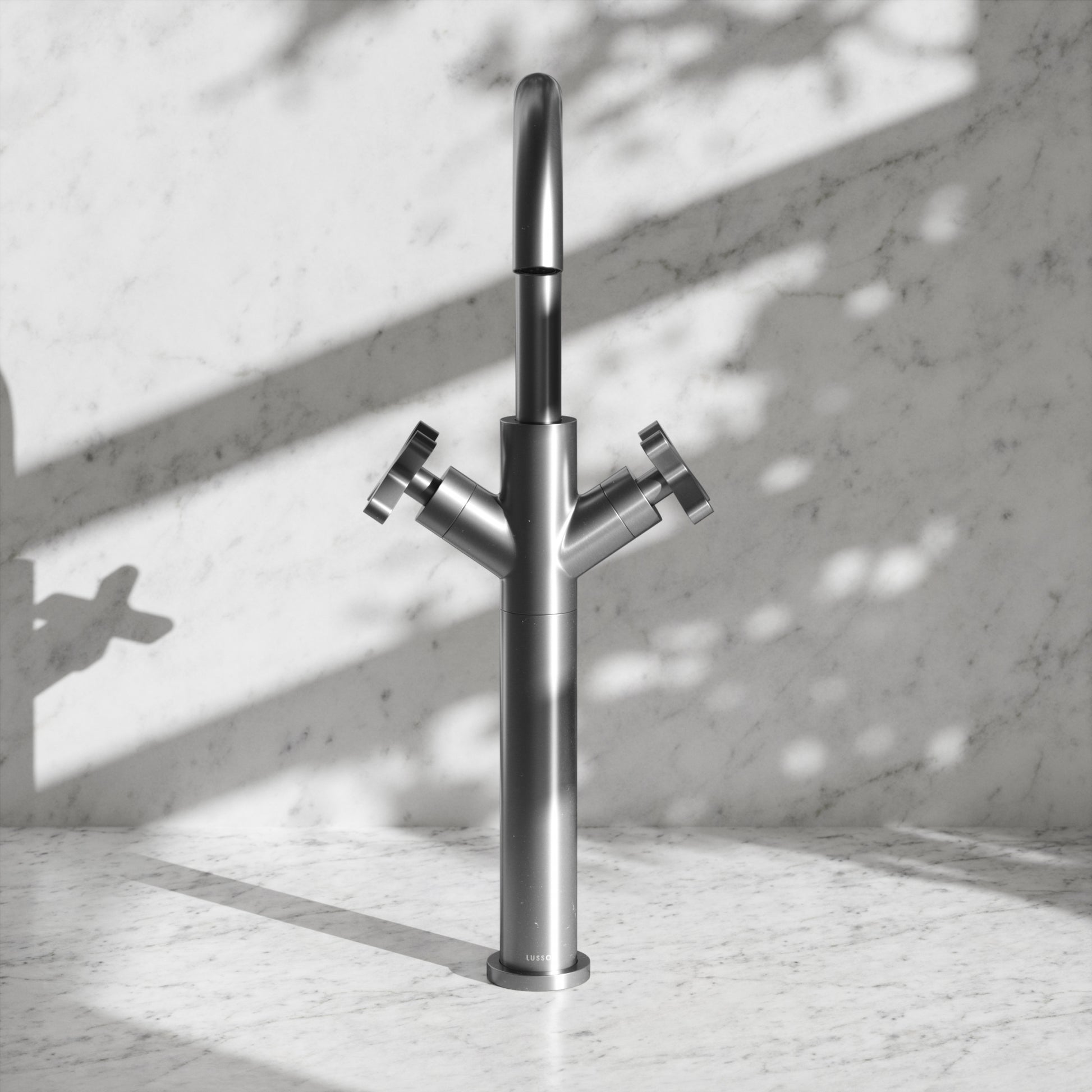 Regal Brushed Stainless Crosshead Tall Basin Mixer Tap