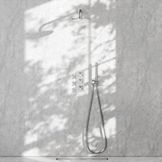 Regal Brushed Stainless Crosshead Thermostatic 2-Way Mixer Shower System