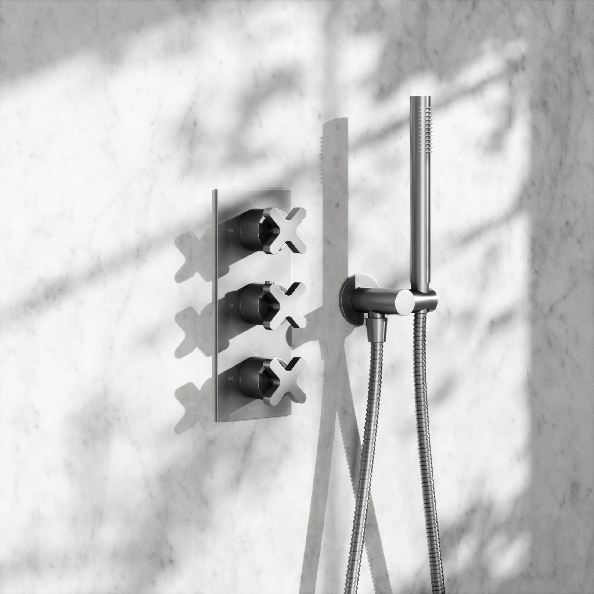 Regal Brushed Stainless Crosshead Thermostatic 2-Way Mixer Shower System
