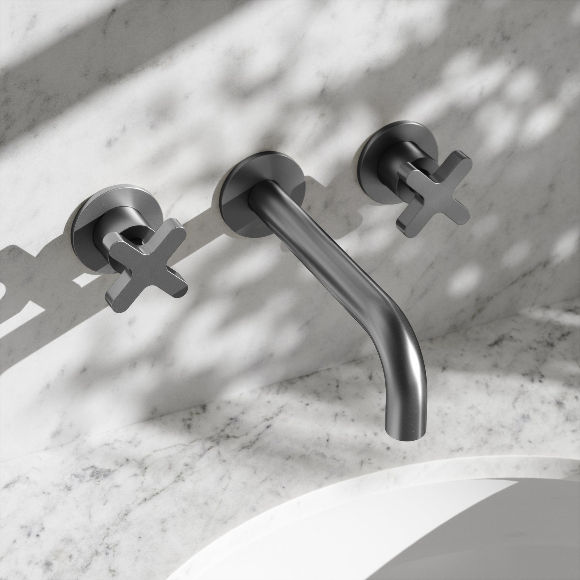 Regal Brushed Stainless Crosshead Wall mounted Basin Mixer Tap