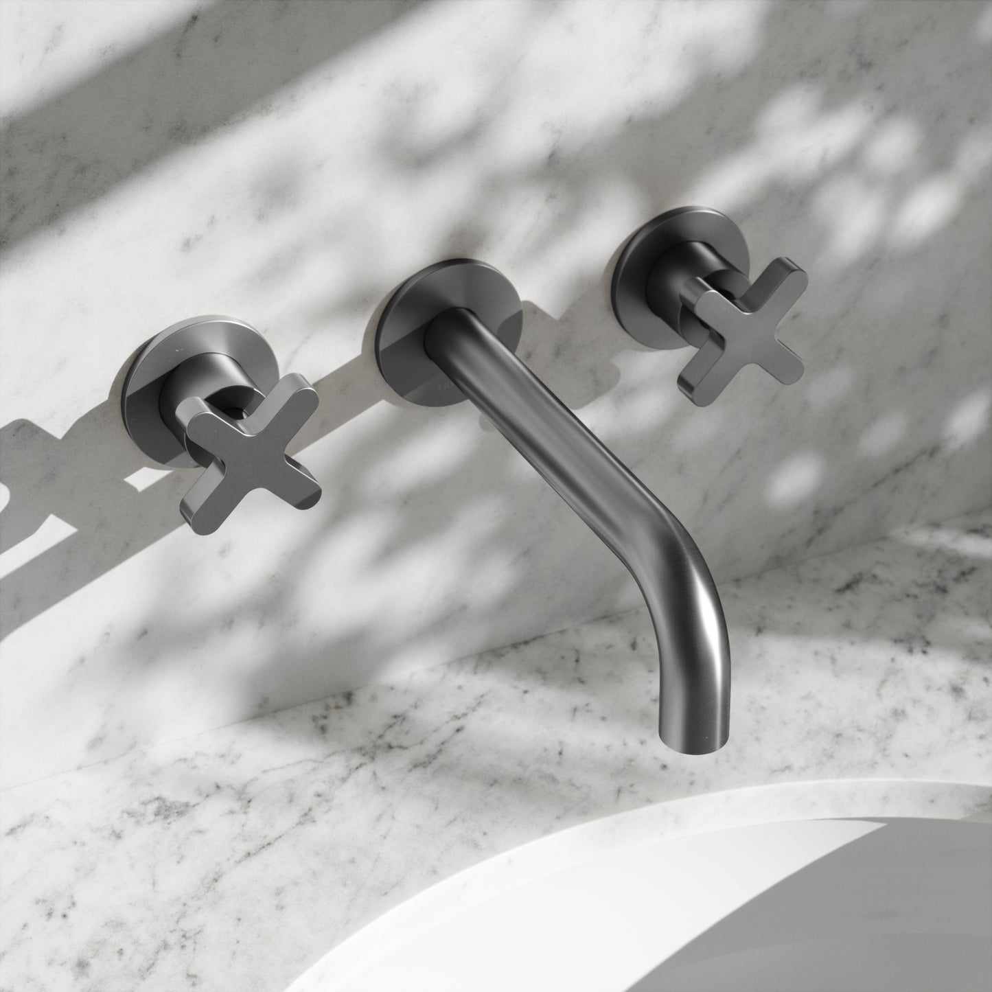 Regal Brushed Stainless Crosshead Wall mounted Basin Mixer Tap