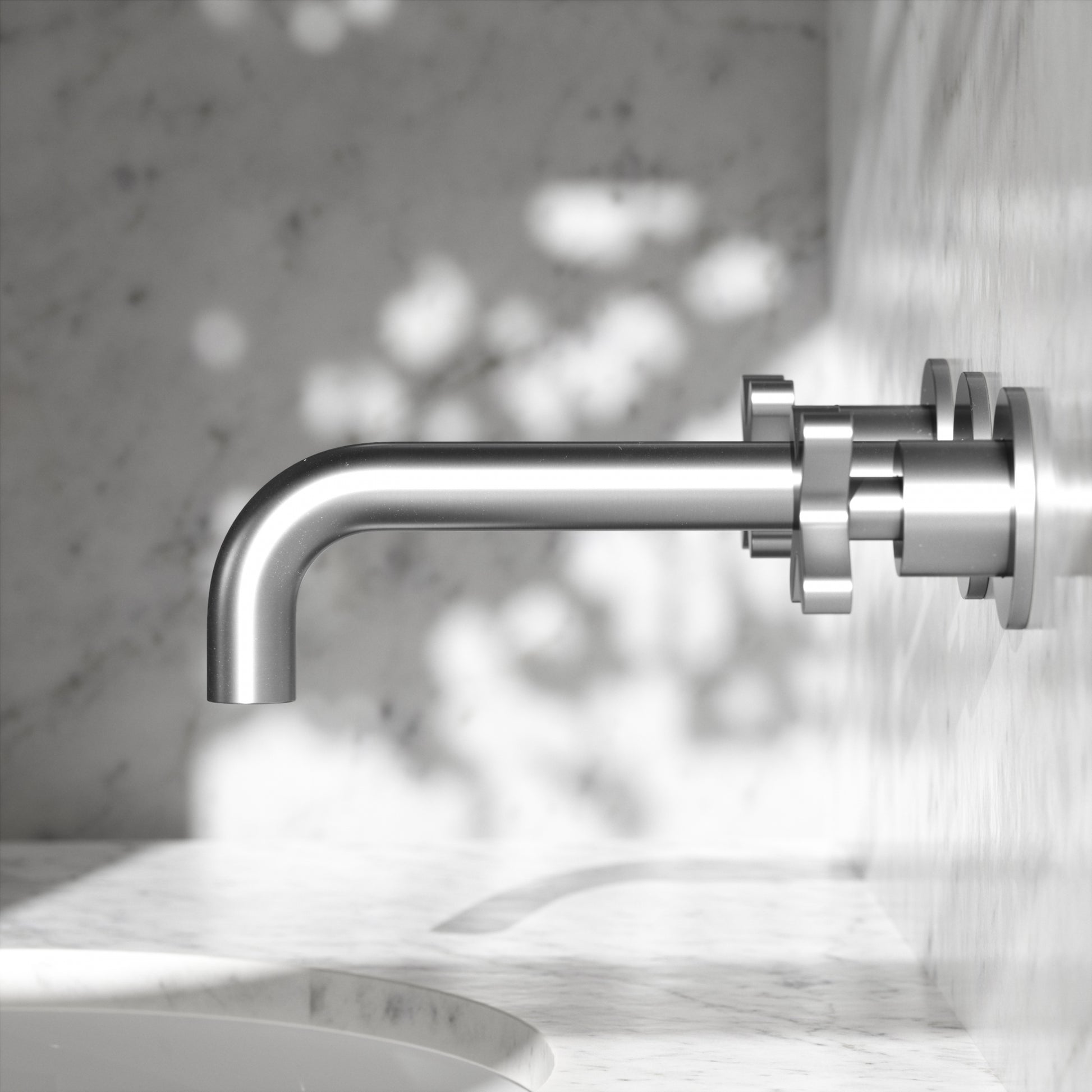 Regal Brushed Stainless Crosshead Wall mounted Basin Mixer Tap