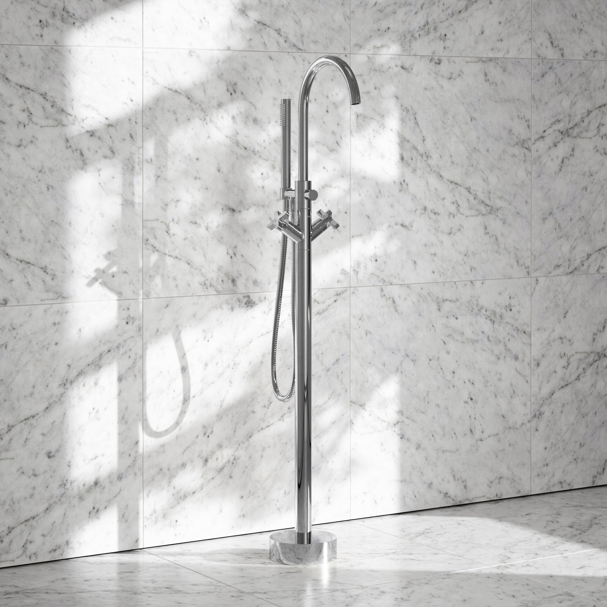 Regal Chrome Crosshead Floor Standing Bath Shower Filler Tap