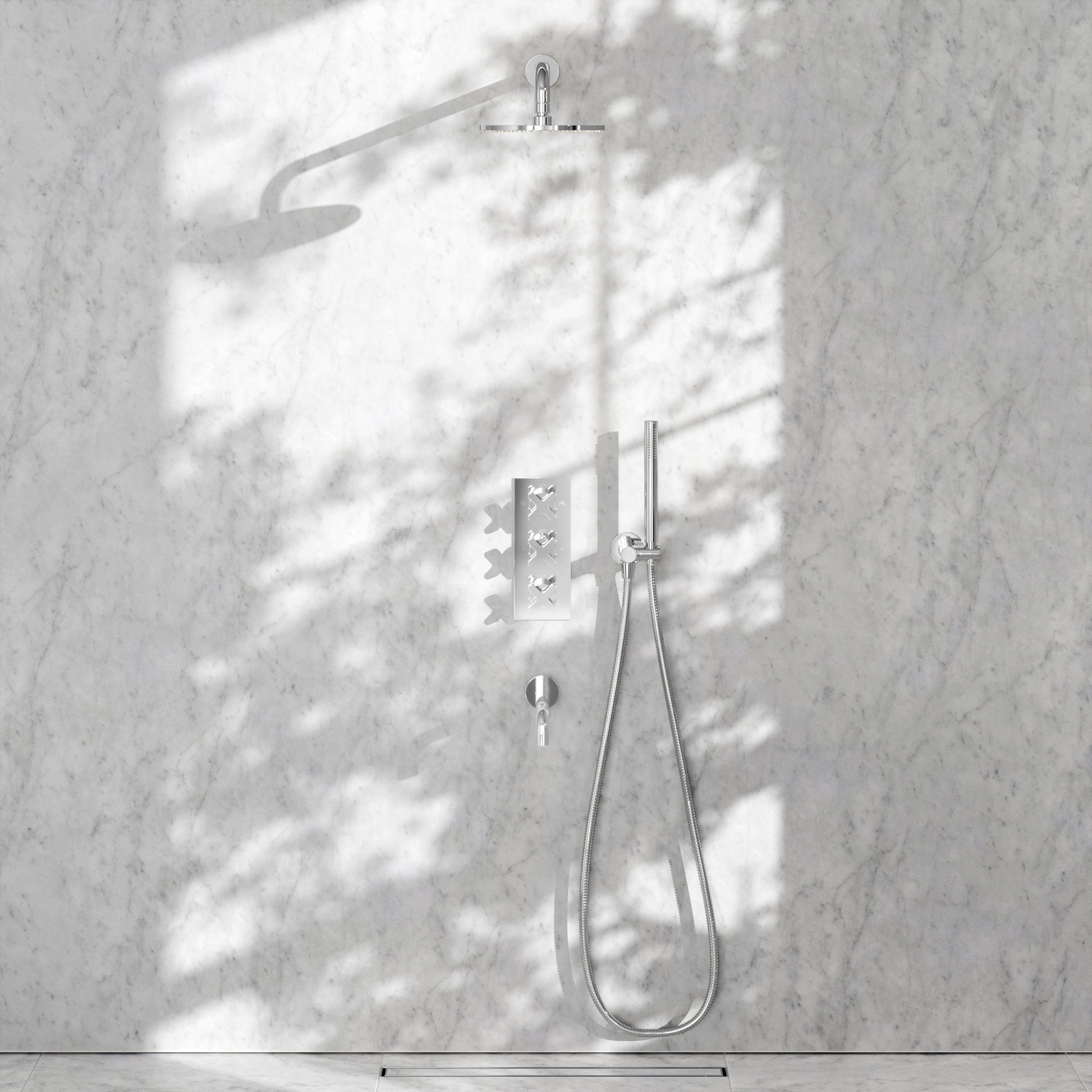 Regal Chrome Crosshead Thermostatic 3-Way Mixer Shower System