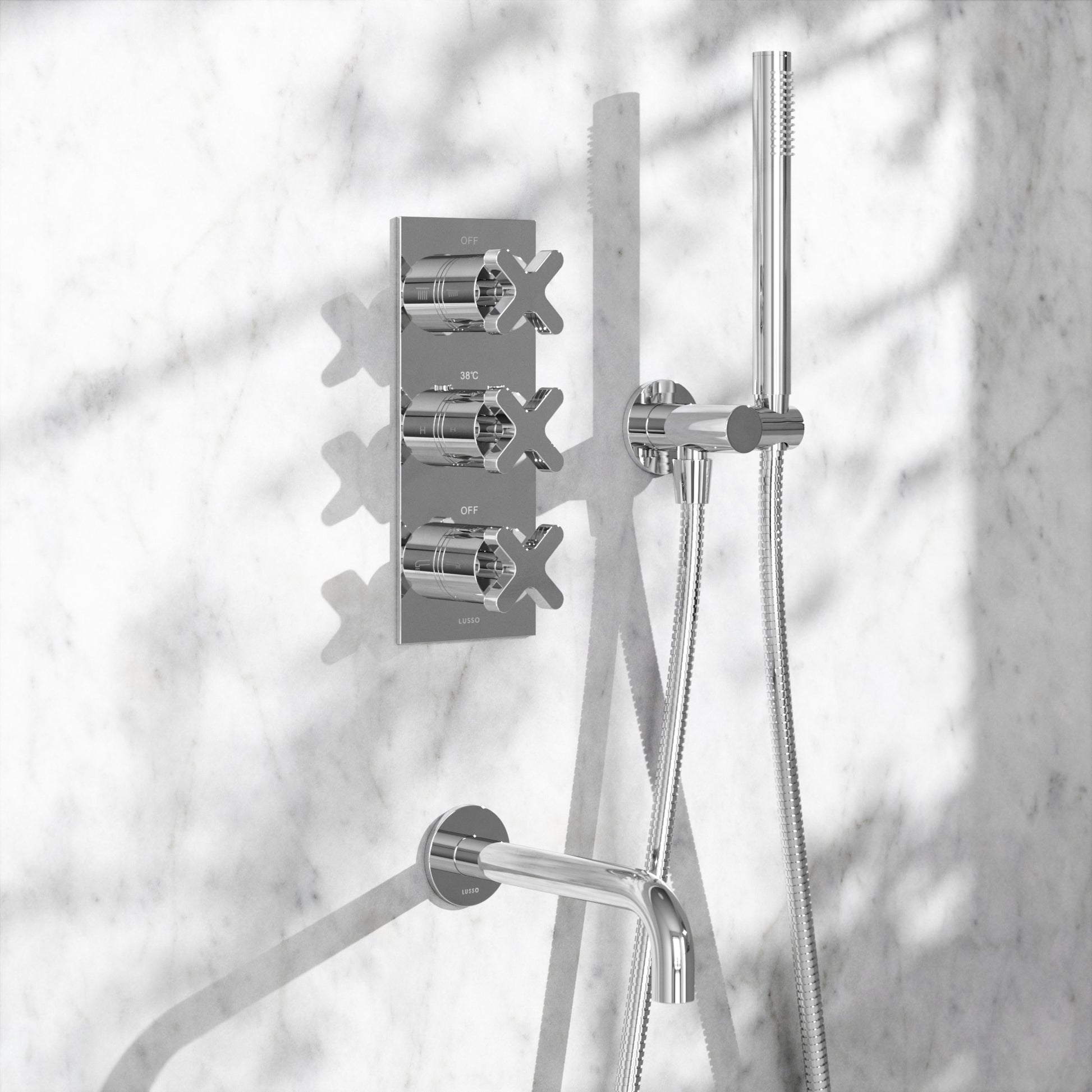 Regal Chrome Crosshead Thermostatic 3-Way Mixer Shower System