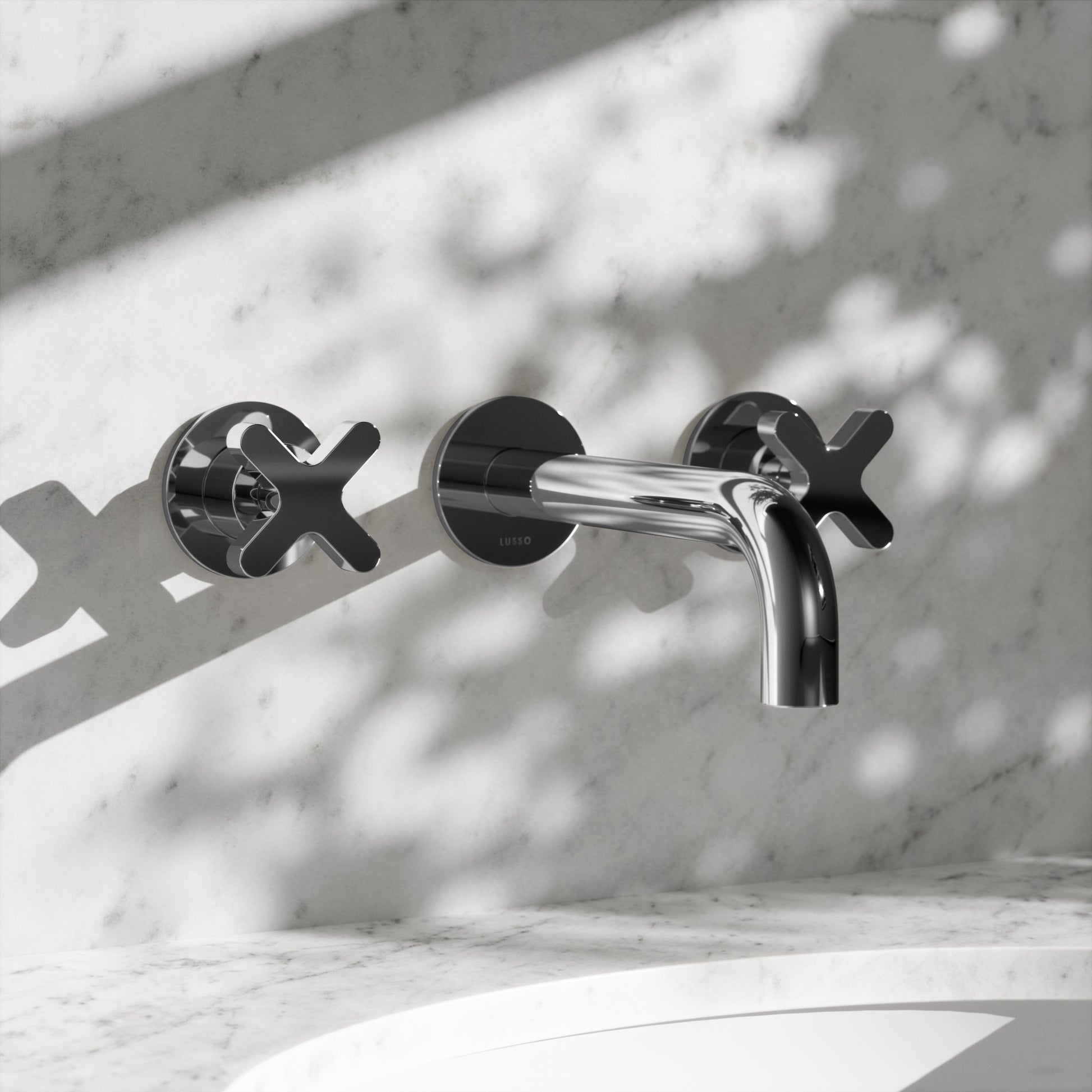 Regal Chrome Crosshead Wall mounted Basin Mixer Tap