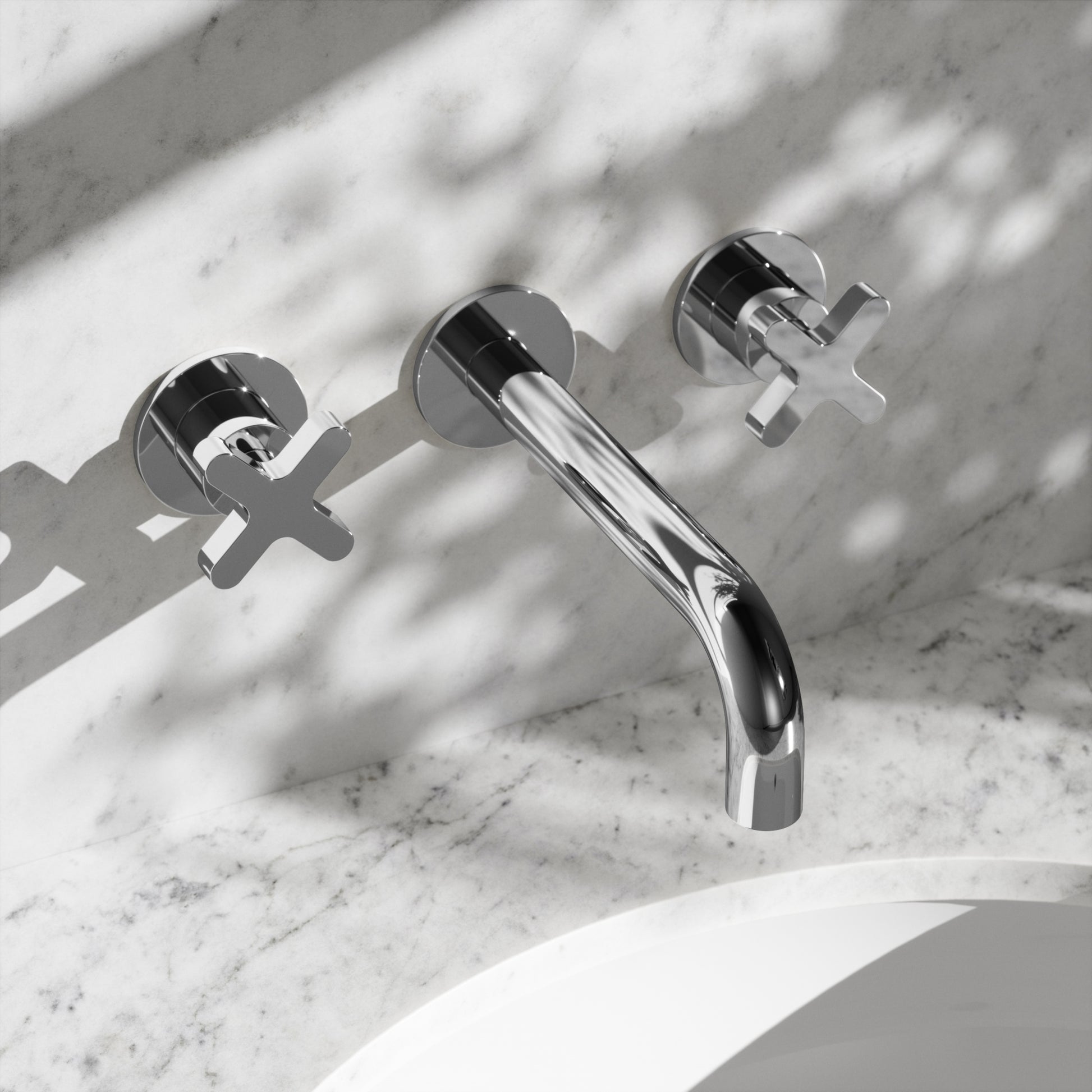 Regal Chrome Crosshead Wall mounted Basin Mixer Tap