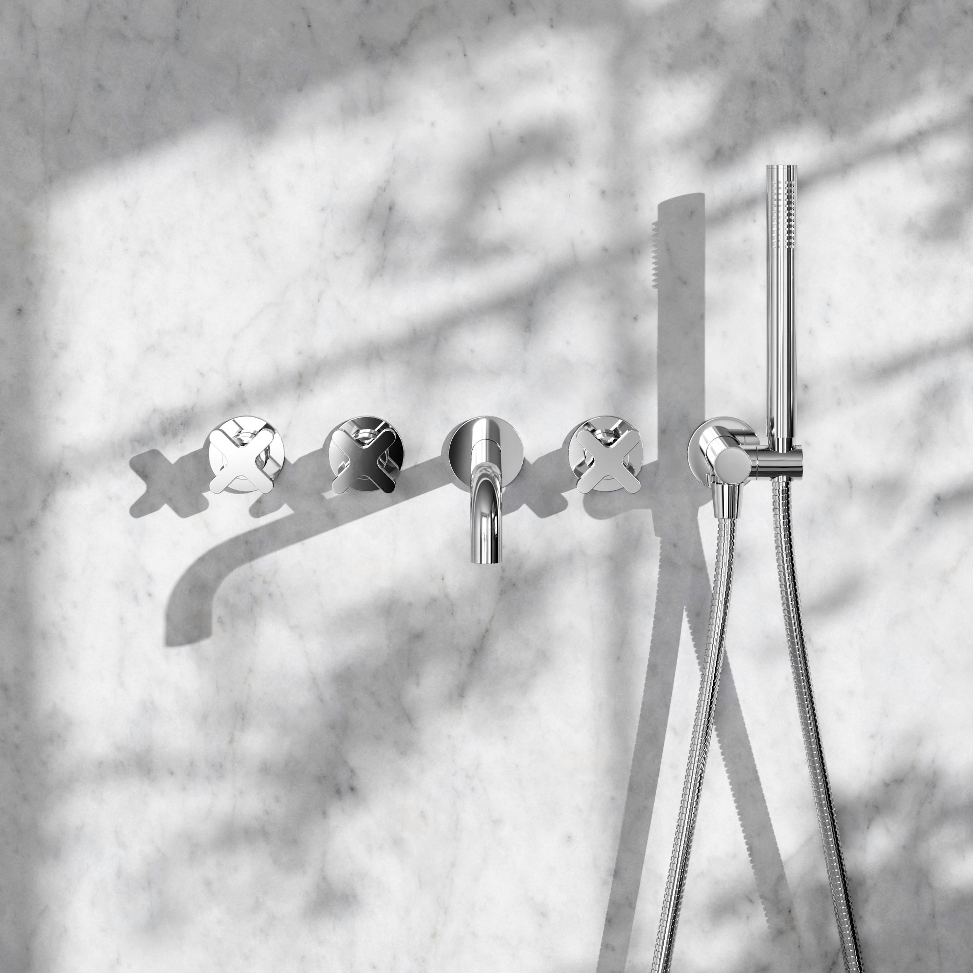 Regal Chrome Crosshead Wall Mounted Bath Shower Filler Tap