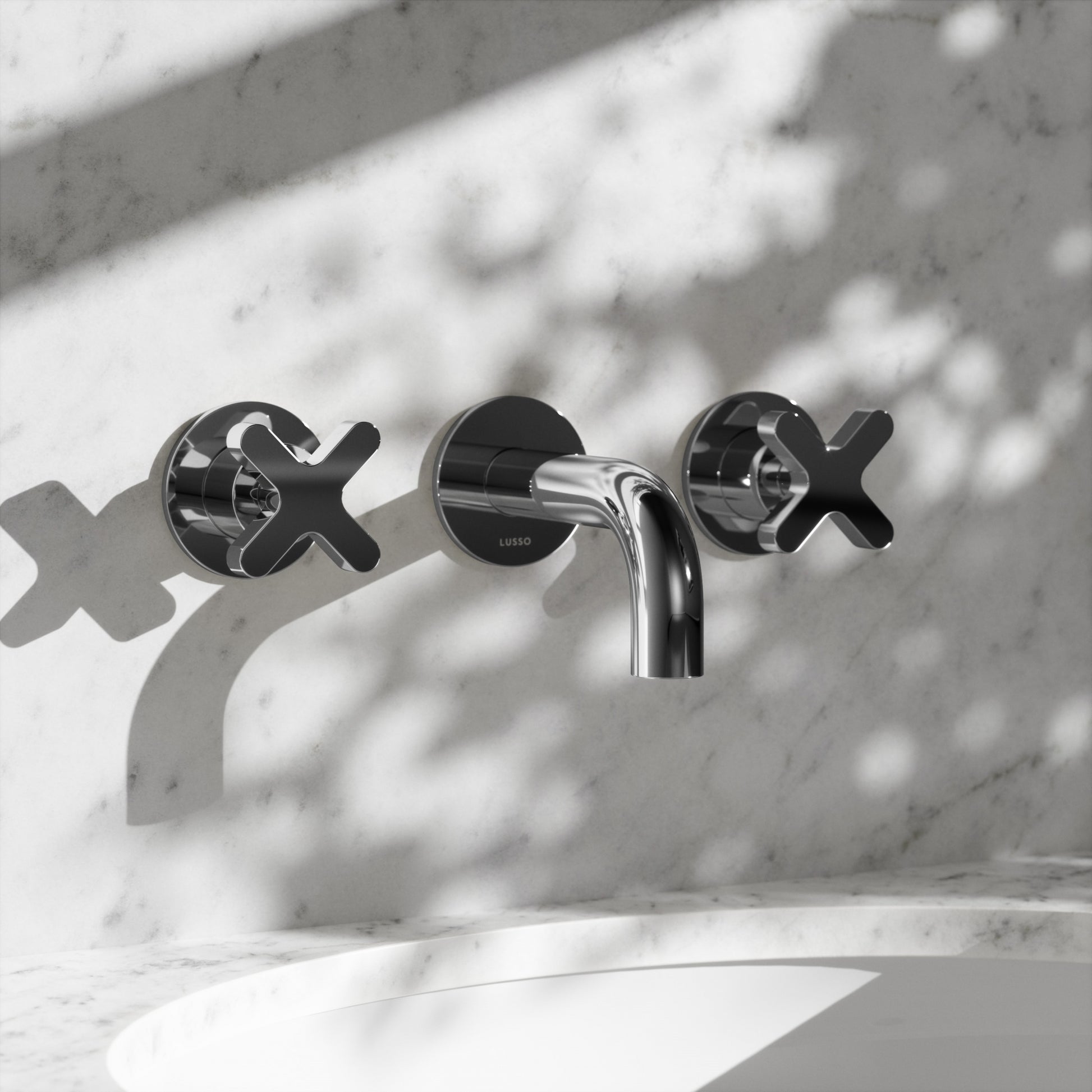 Regal Chrome Crosshead Wall Mounted Short Projection Basin Mixer Tap