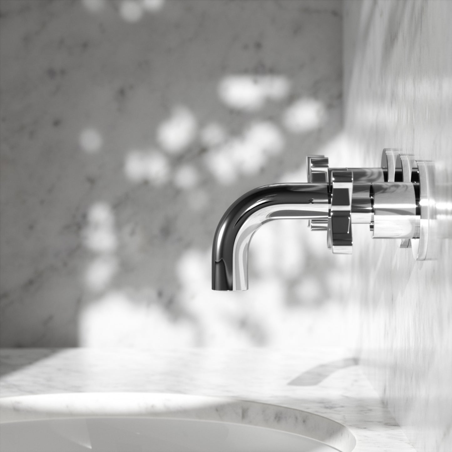 Regal Chrome Crosshead Wall Mounted Short Projection Basin Mixer Tap