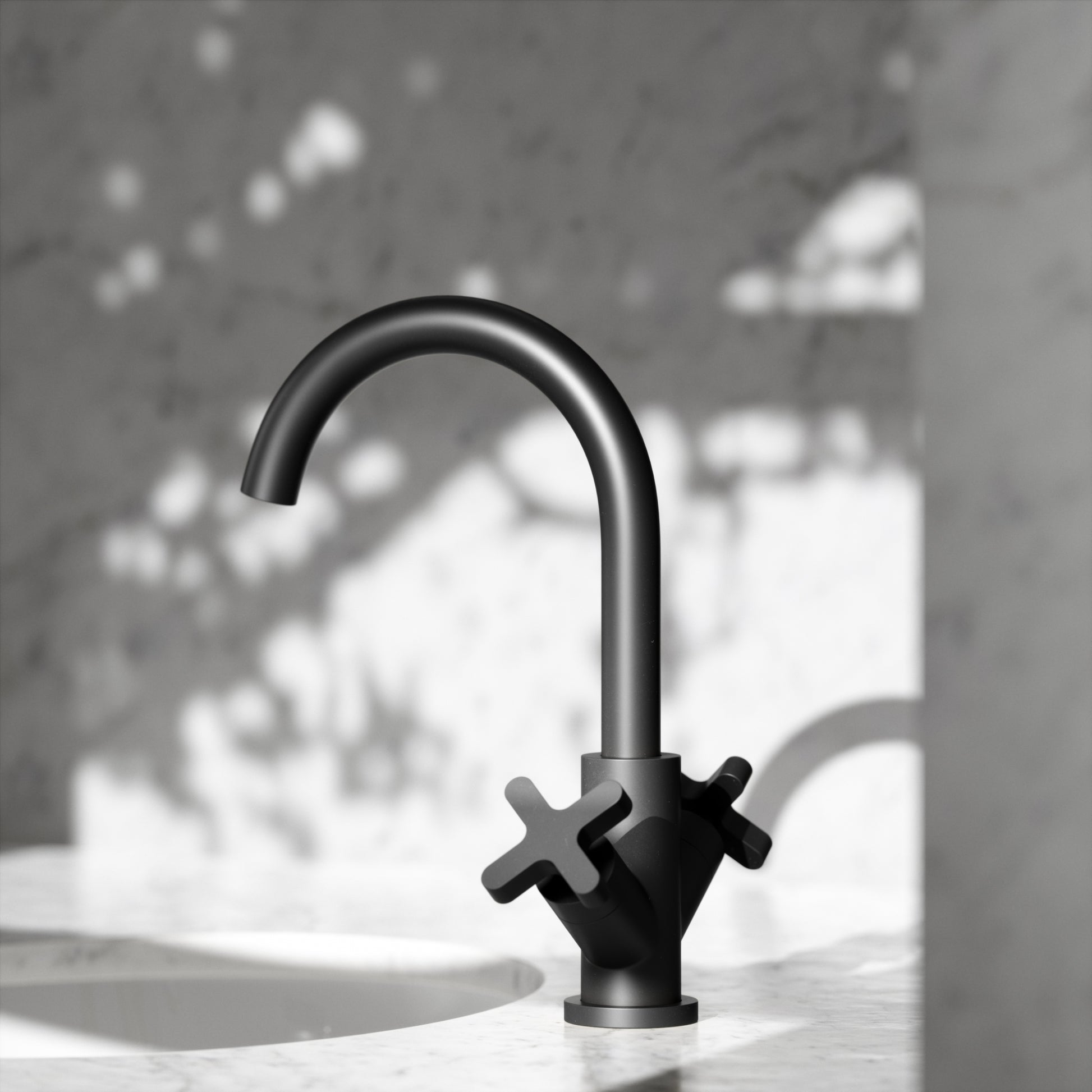 Regal Matte Black Crosshead Basin Mixer Tap