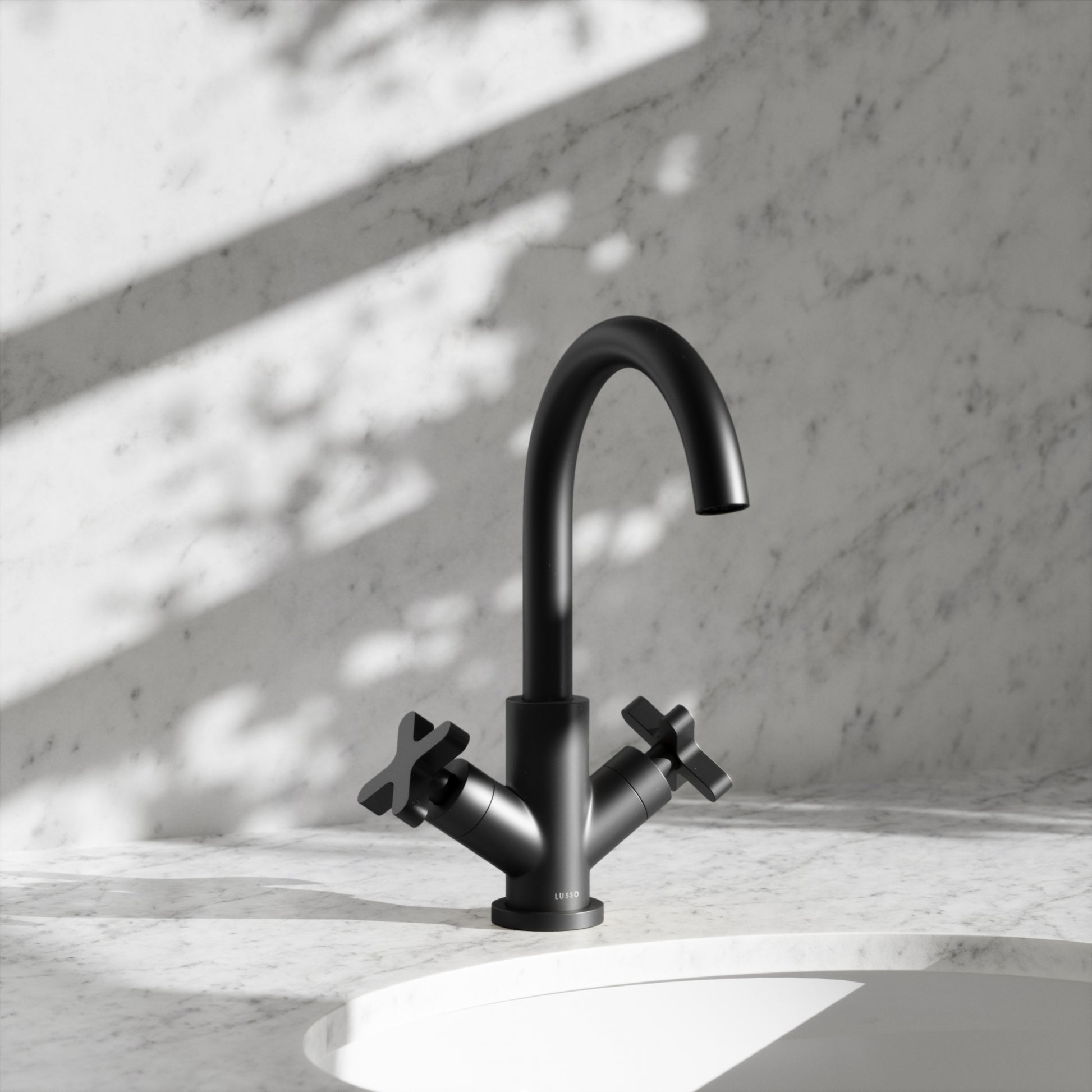 Regal Matte Black Crosshead Basin Mixer Tap