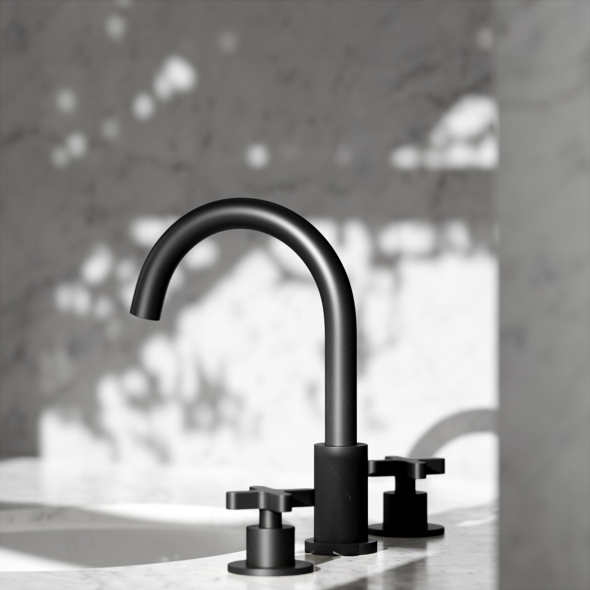 Regal Matte Black Crosshead Deck Mounted 3-Hole Basin Mixer Tap