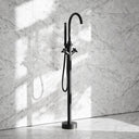 Regal Matte Black Crosshead Floorstanding Bath Shower Filler Tap