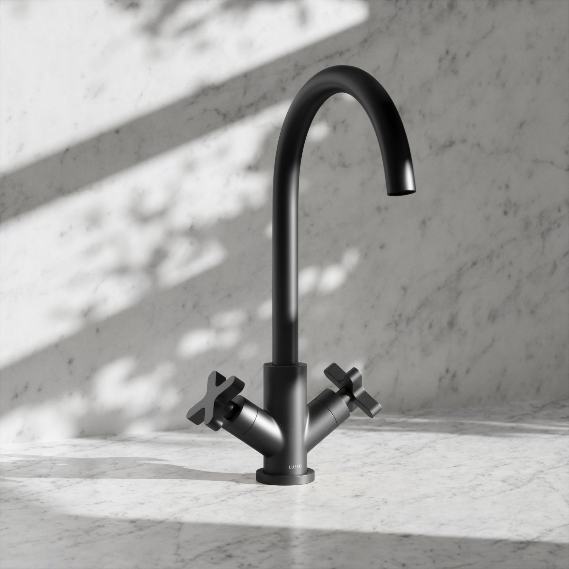 Regal Matte Black Crosshead Kitchen Mixer Tap