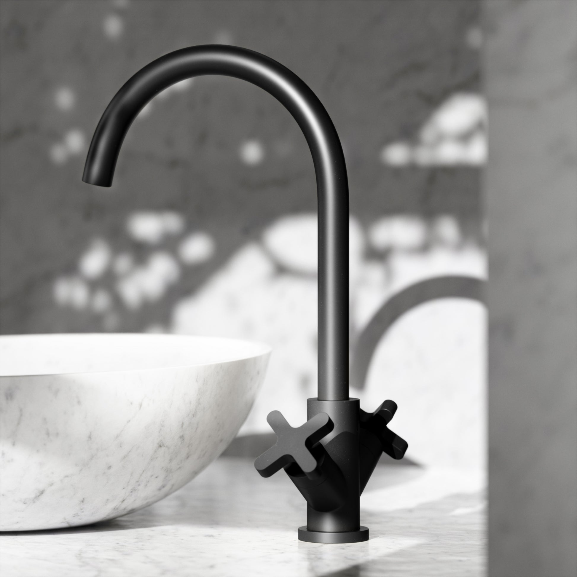Regal Matte Black Crosshead Kitchen Mixer Tap