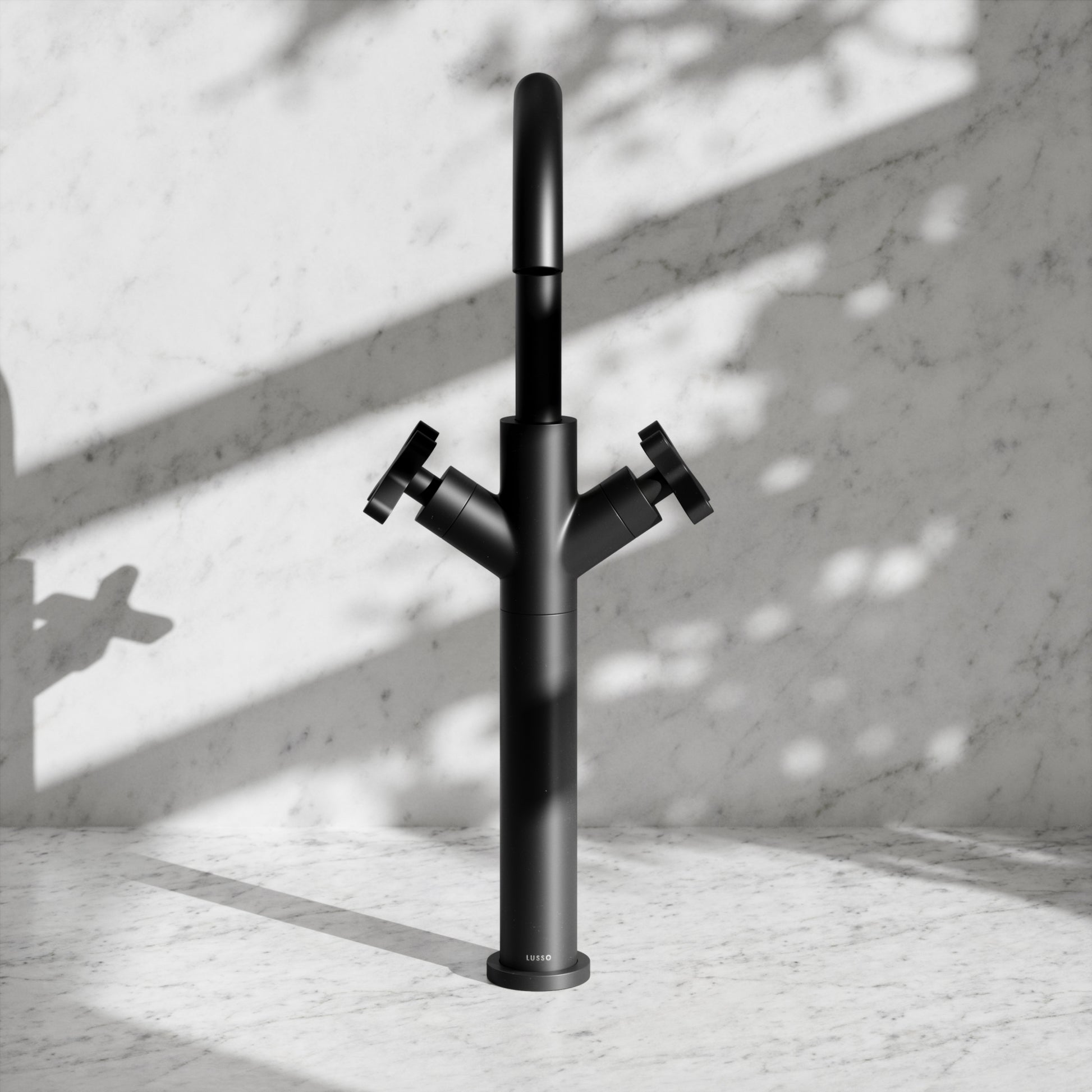 Regal Matte Black Crosshead Tall Basin Mixer Tap
