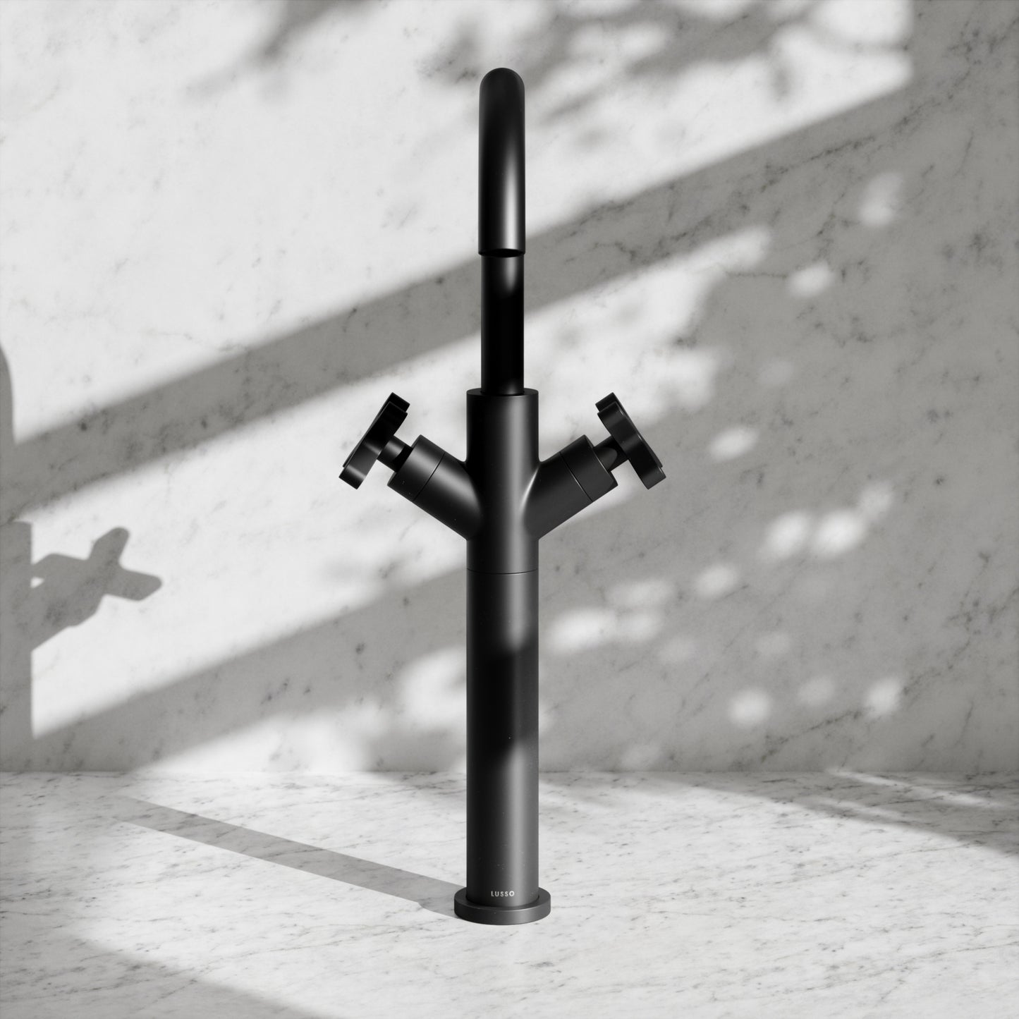 Regal Matte Black Crosshead Tall Basin Mixer Tap
