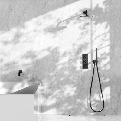 Regal Matte Black Crosshead Thermostatic 3-Way Mixer Shower System