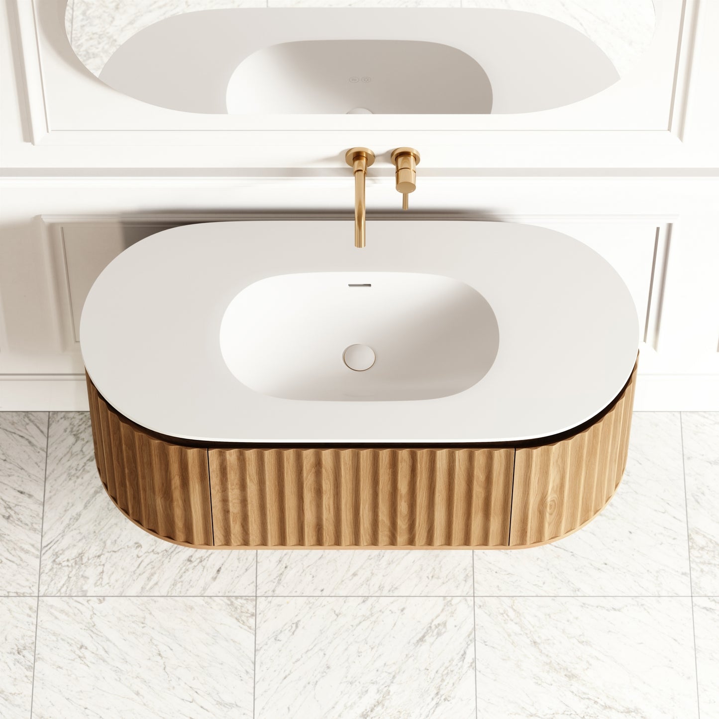 Regent Oak Curved Wall Hung Vanity Unit 1200mm