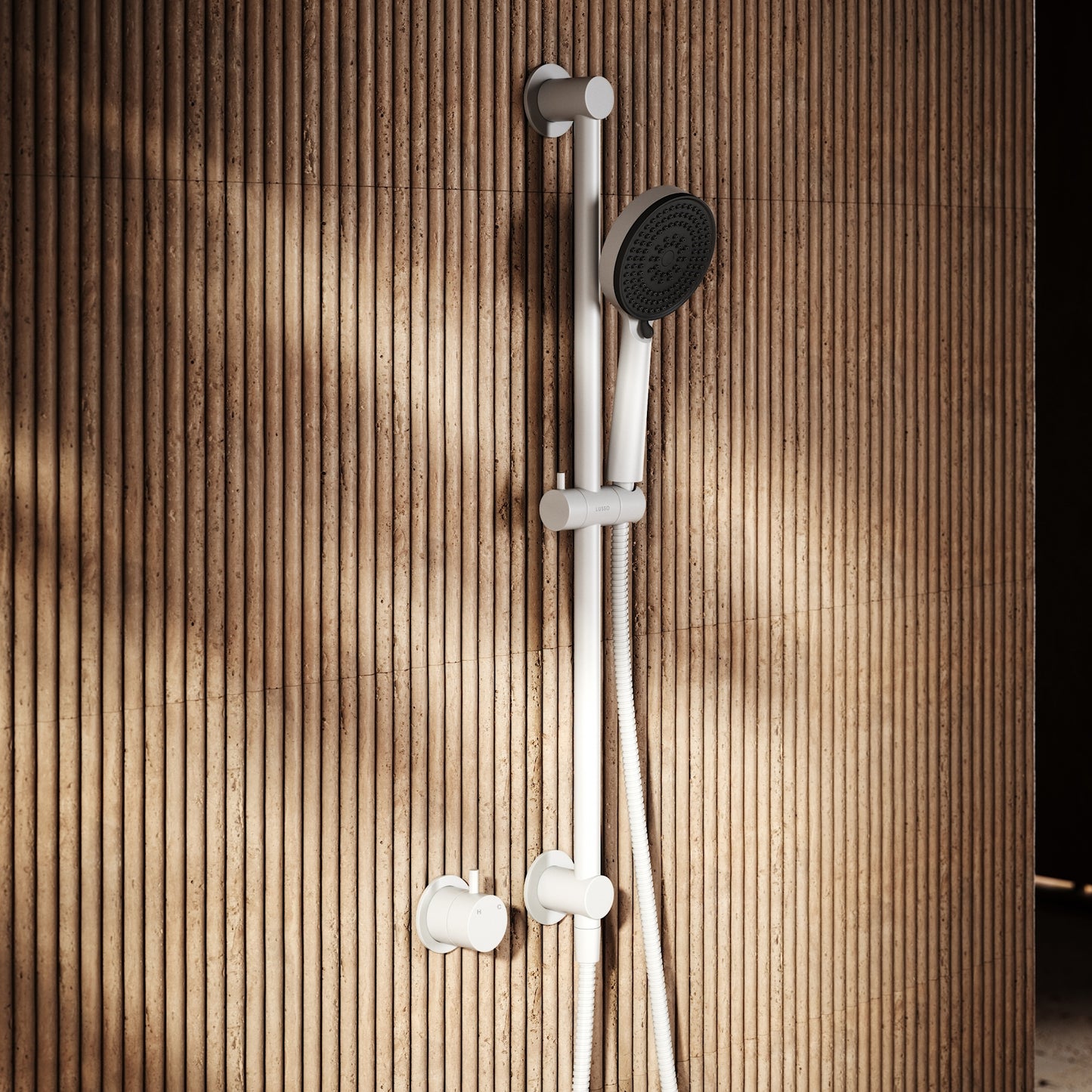 Revive Matte White Shower Riser Kit with Valve
