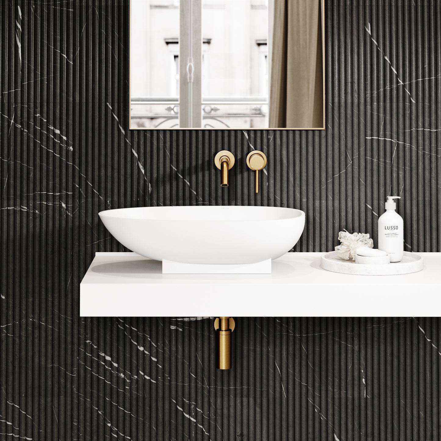 Romano Fluted Grey Pietra Marble Mosaic Wall Tile