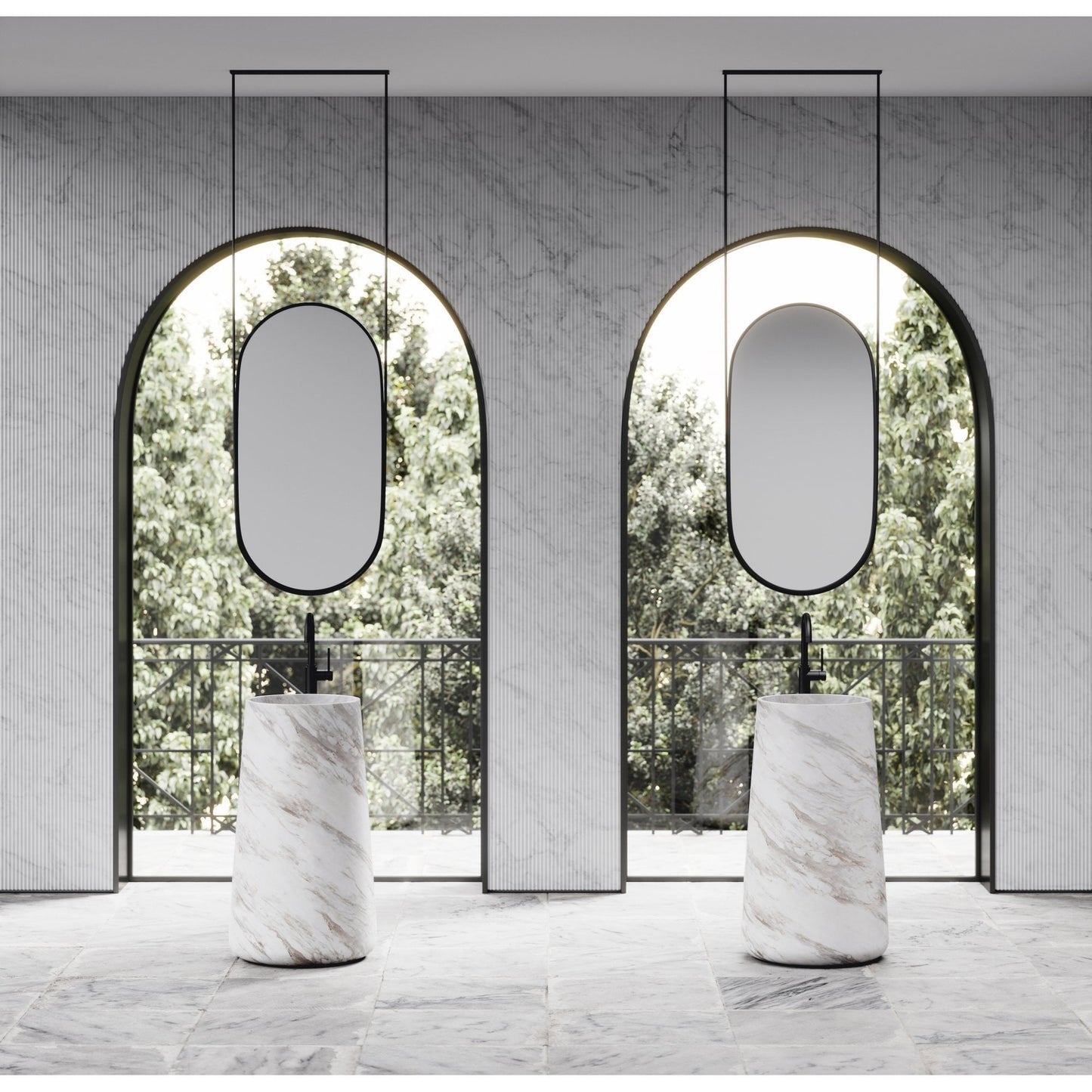 Rossi Volakas Marble Pedestal Basin 500mm