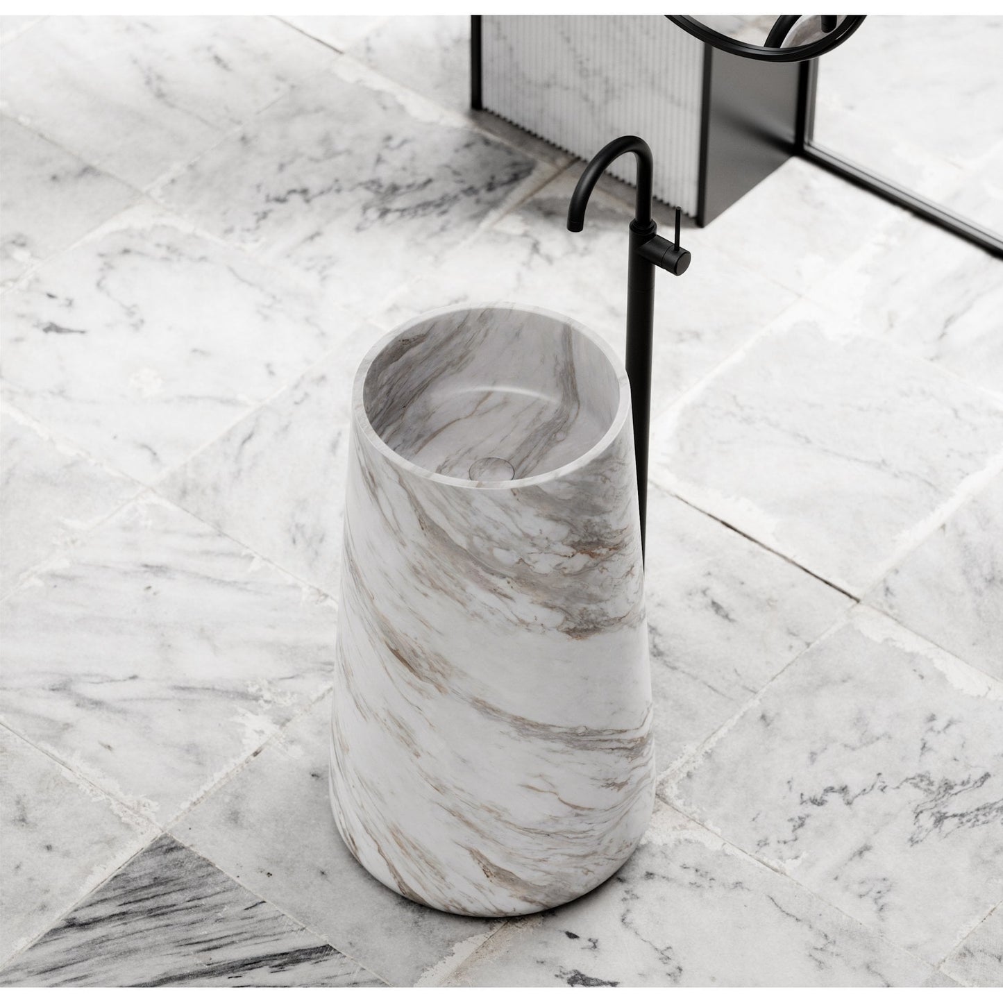 Rossi Volakas Marble Pedestal Basin 500mm