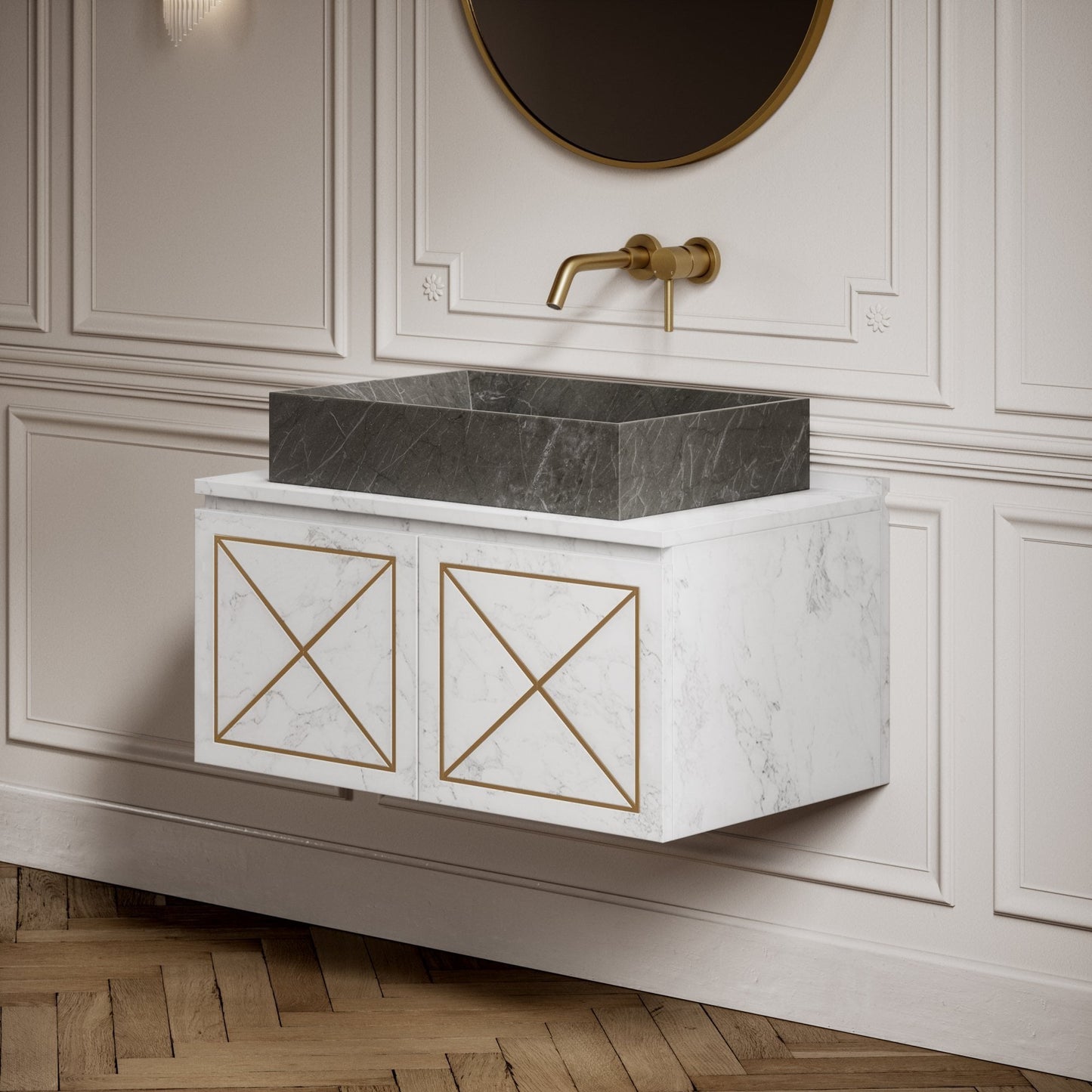 Sasso Pietra Grey Marble Countertop Basin 600mm