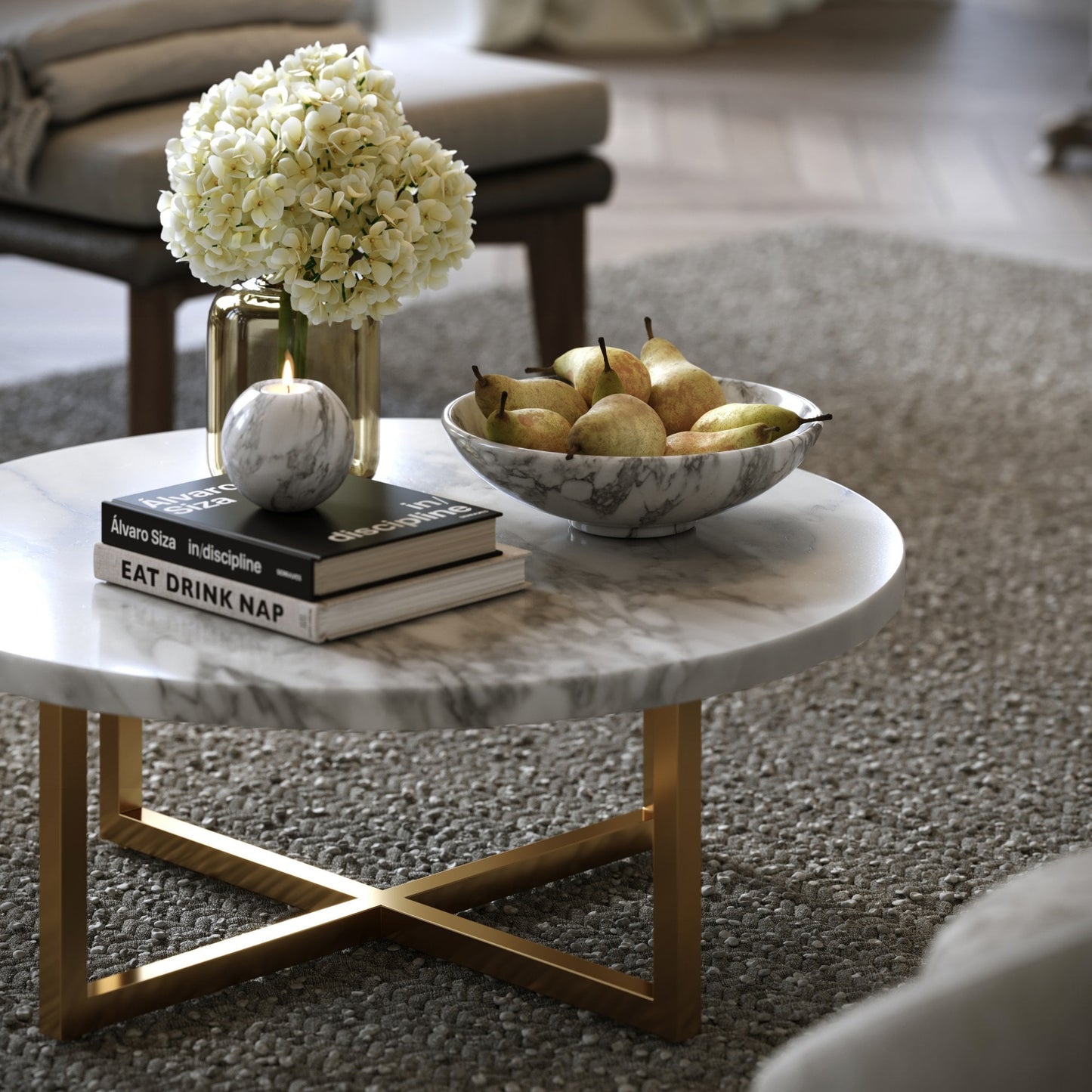 Seletti Arabescato Marble Round Candle Holder