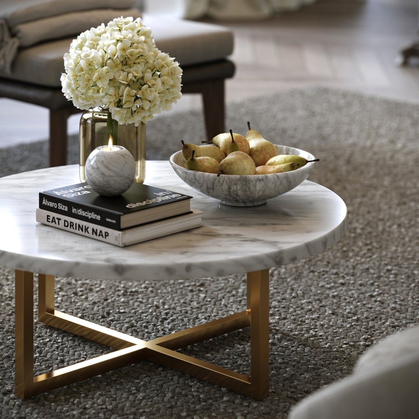 Seletti Carrara Marble Round Candle Holder