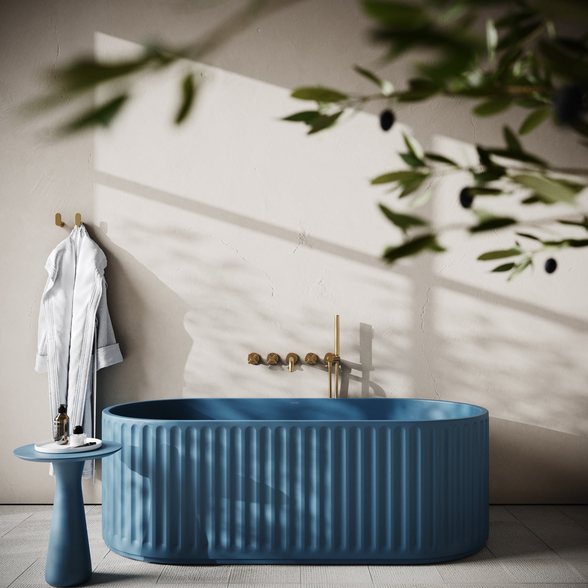 Sereno Azure Concrete Freestanding Bath 1680mm