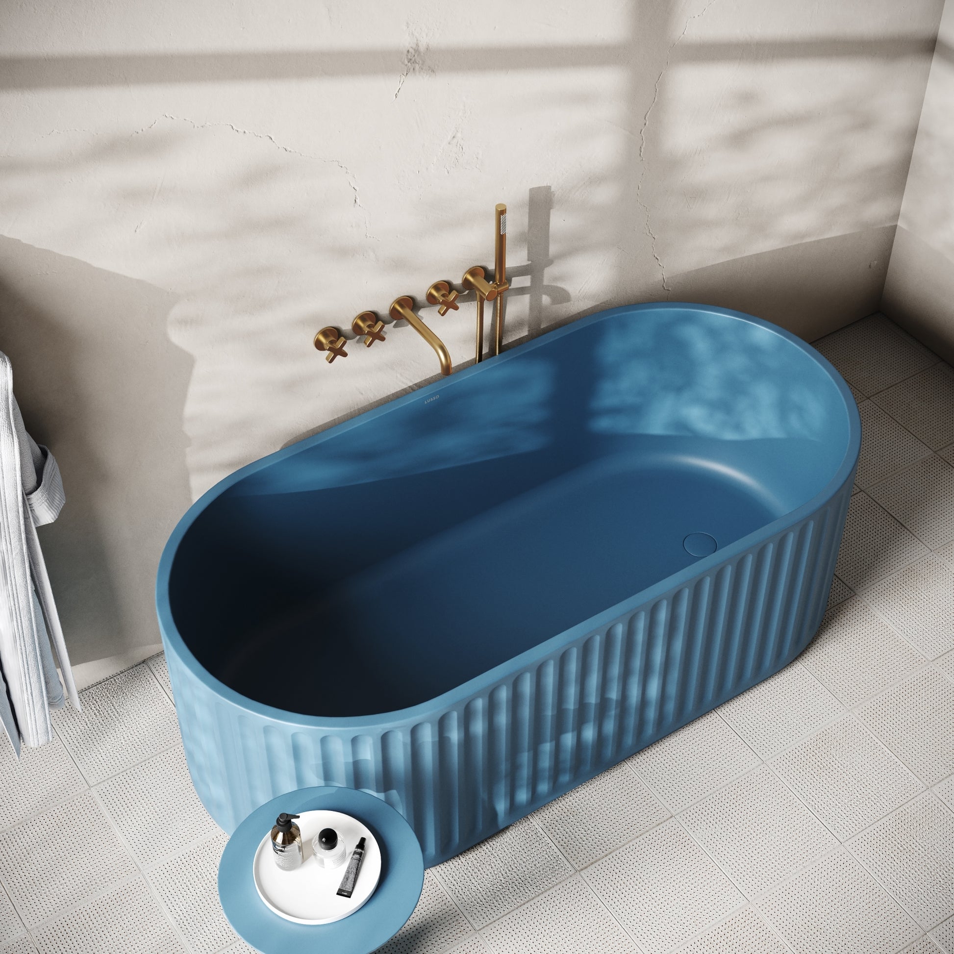 Sereno Azure Concrete Freestanding Bath 1680mm