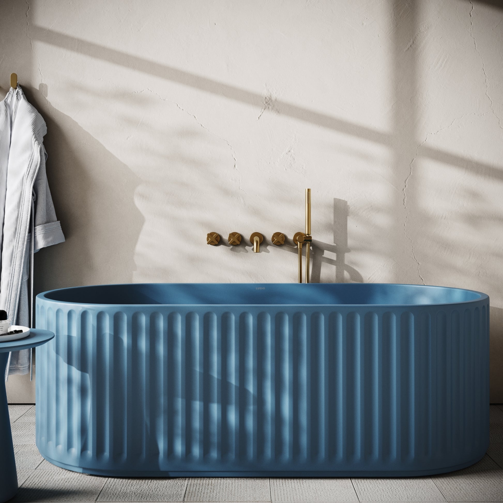 Sereno Azure Concrete Freestanding Bath 1680mm