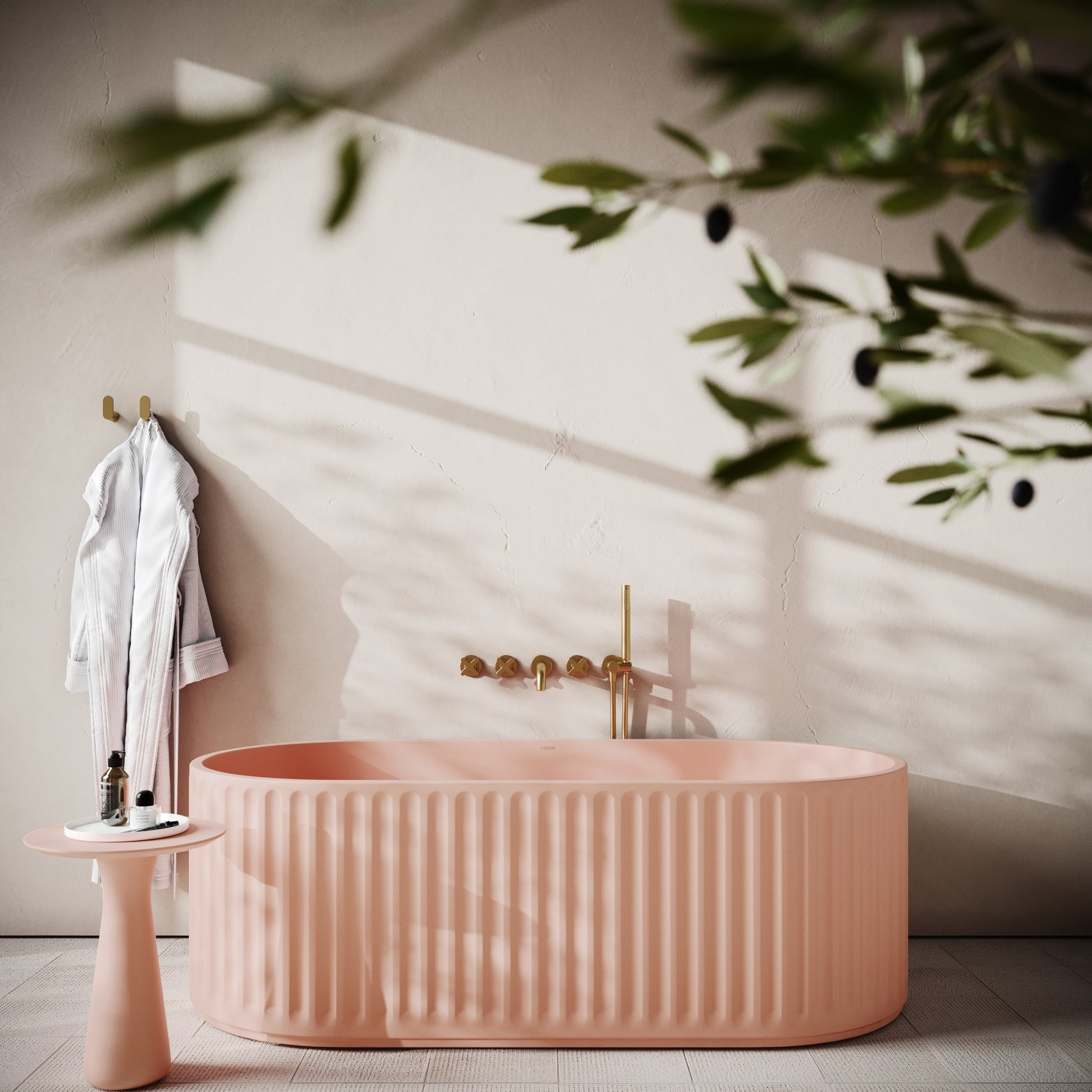 Sereno Blush Concrete Freestanding Bath 1680mm