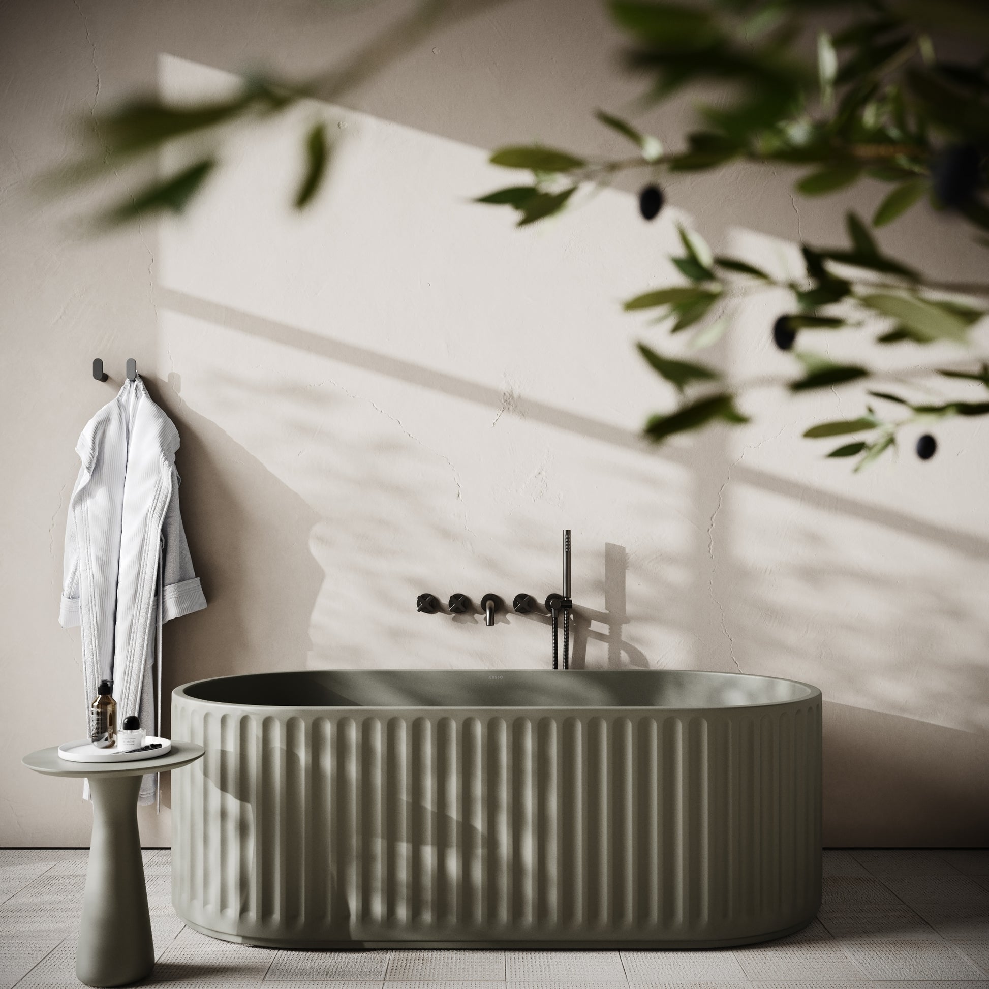 Sereno Oyster Concrete Freestanding Bath 1680mm
