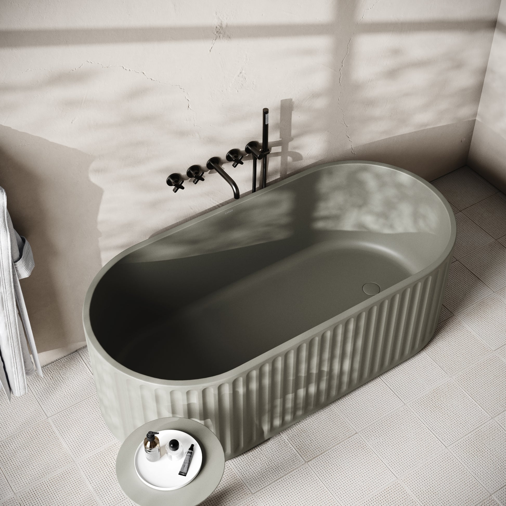 Sereno Oyster Concrete Freestanding Bath 1680mm