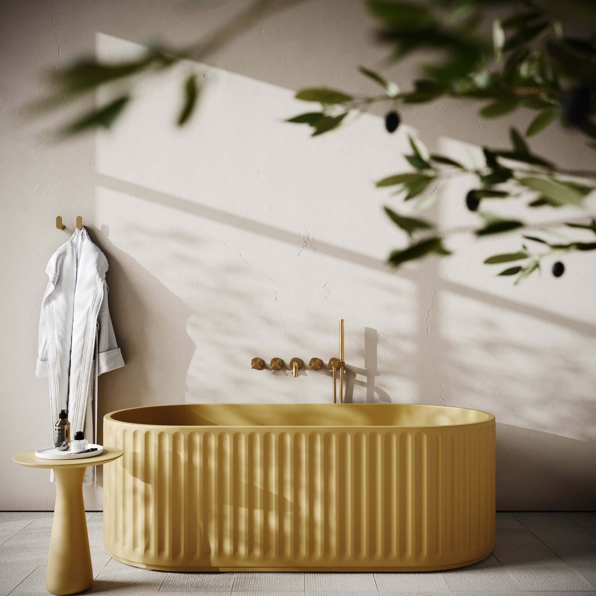 Sereno Saffron Concrete Freestanding Bath 1680mm