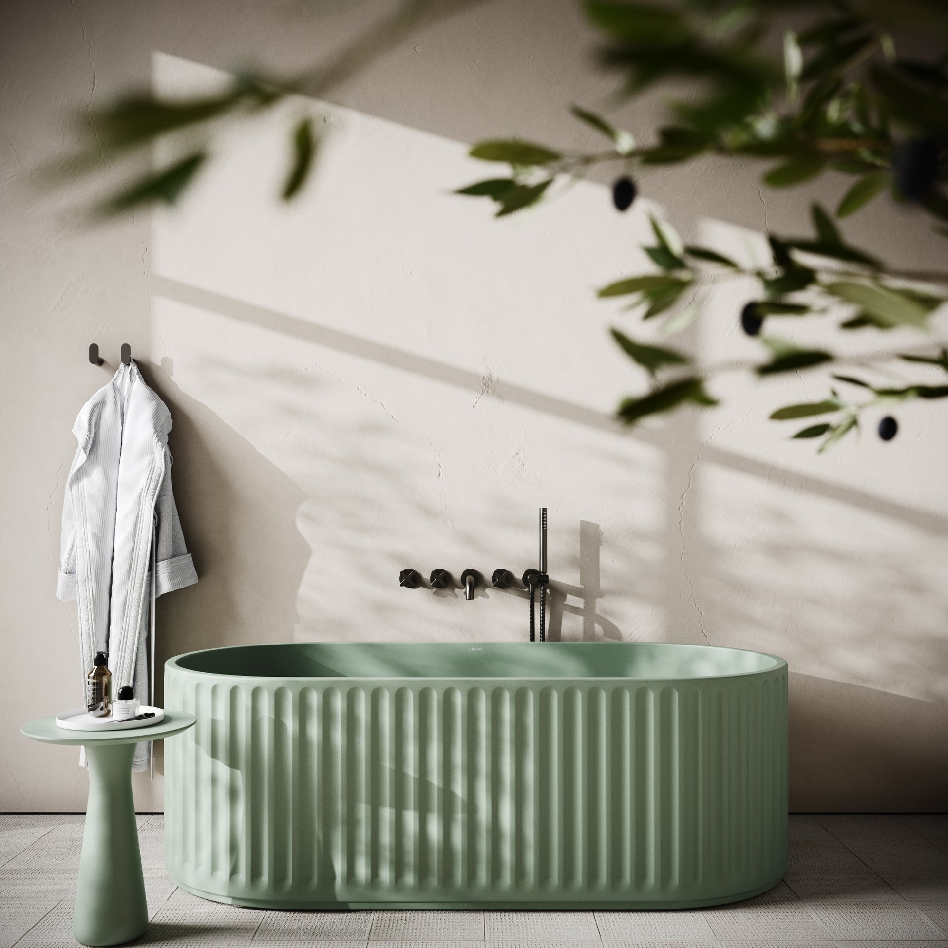 Sereno Seafoam Concrete Freestanding Bath 1680mm